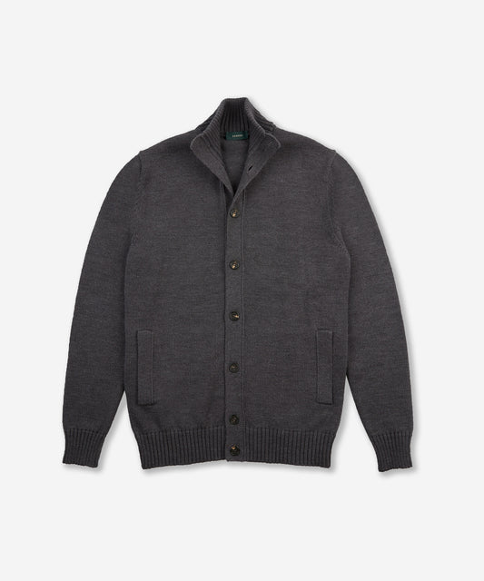 Slim-fit merino wool Bomber cardigan