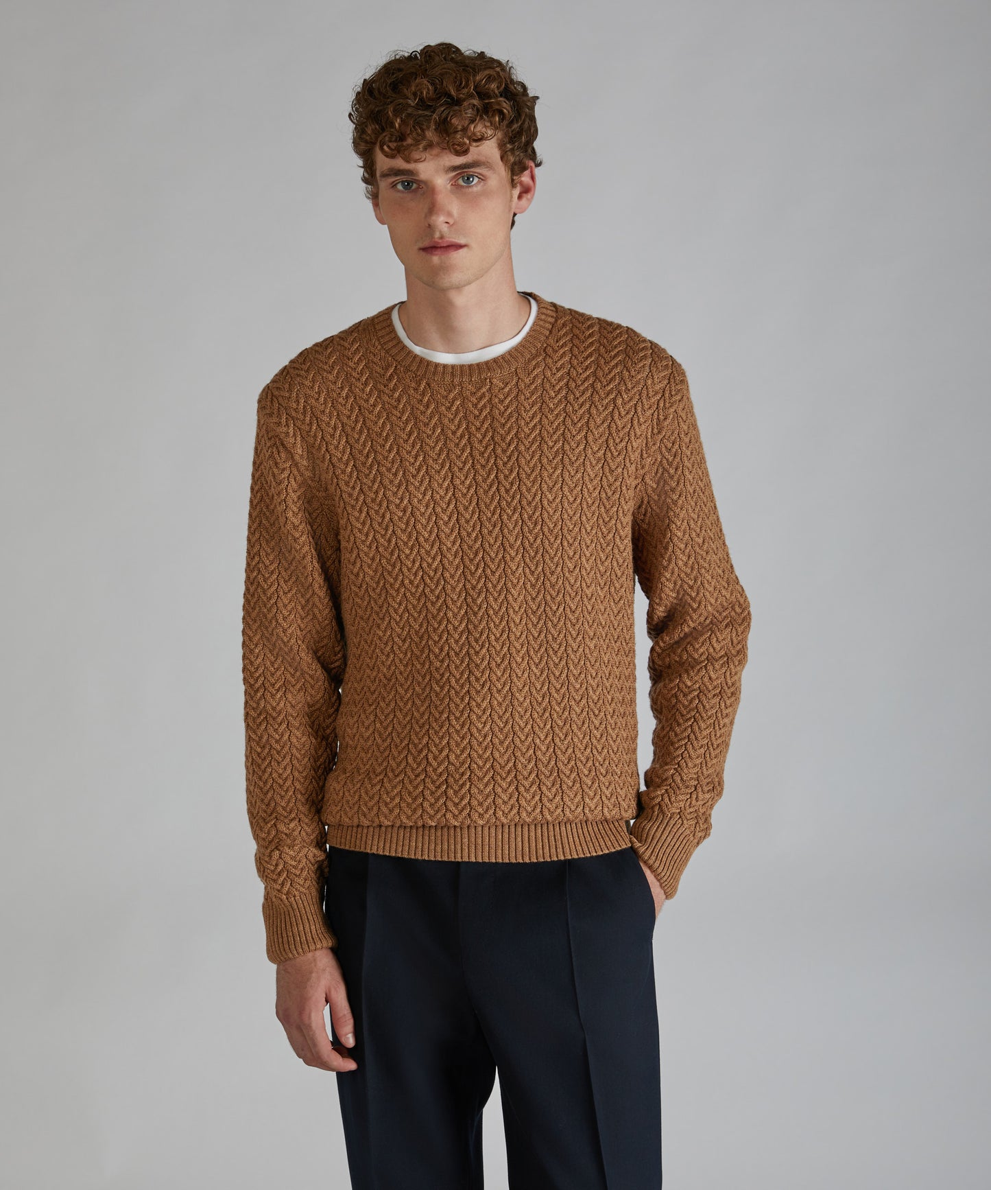 Slim-fit merino wool crew neck sweater