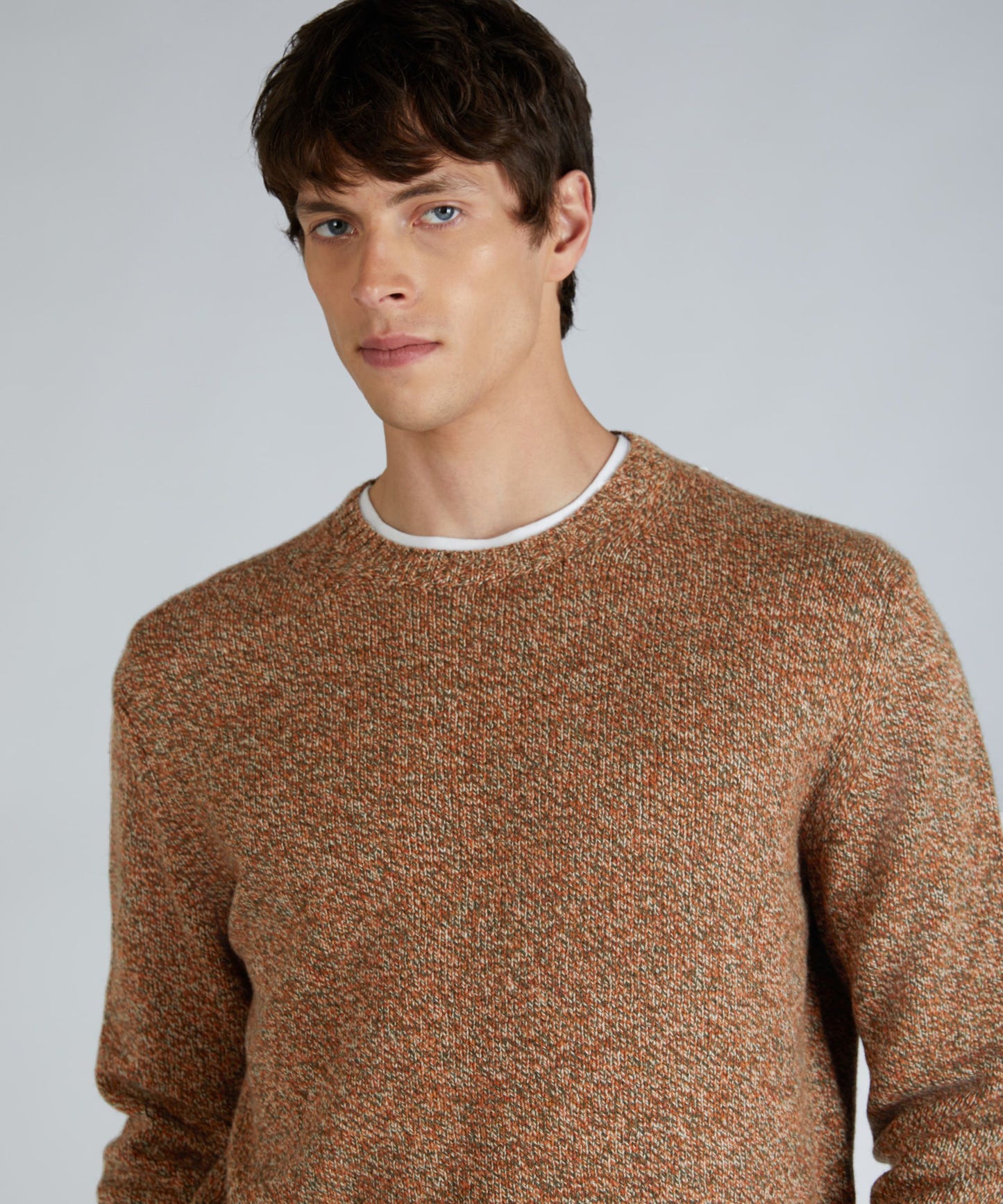 Zanone - Slim-fit Geelong wool crew neck sweater - brown orange