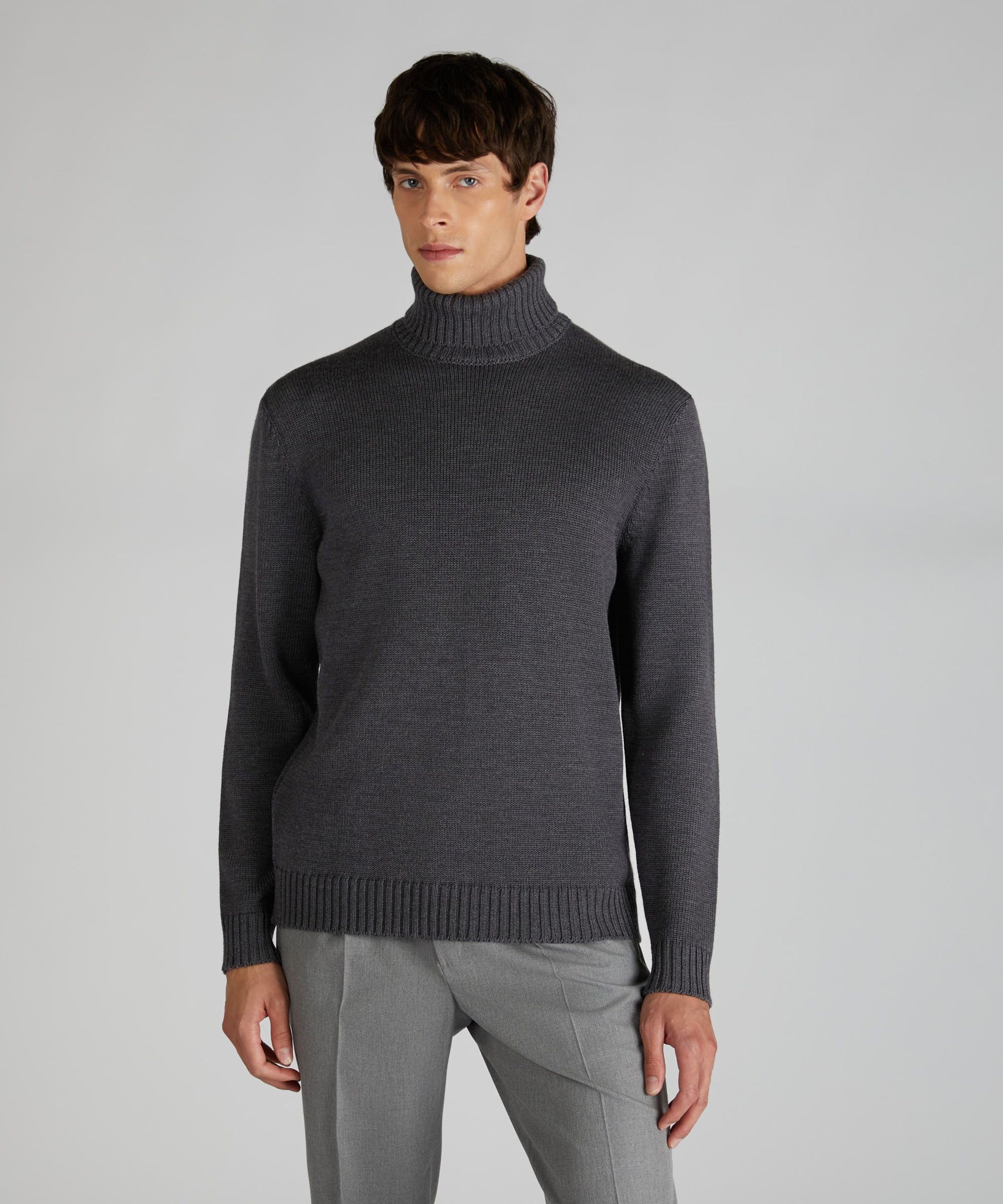 Zanone - Slim-fit merino wool turtleneck sweater - dark grey