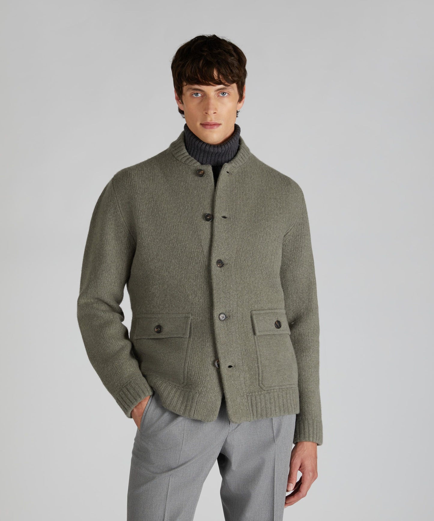 Zanone - Slim-fit wool and cashmere bomber jacket - olive