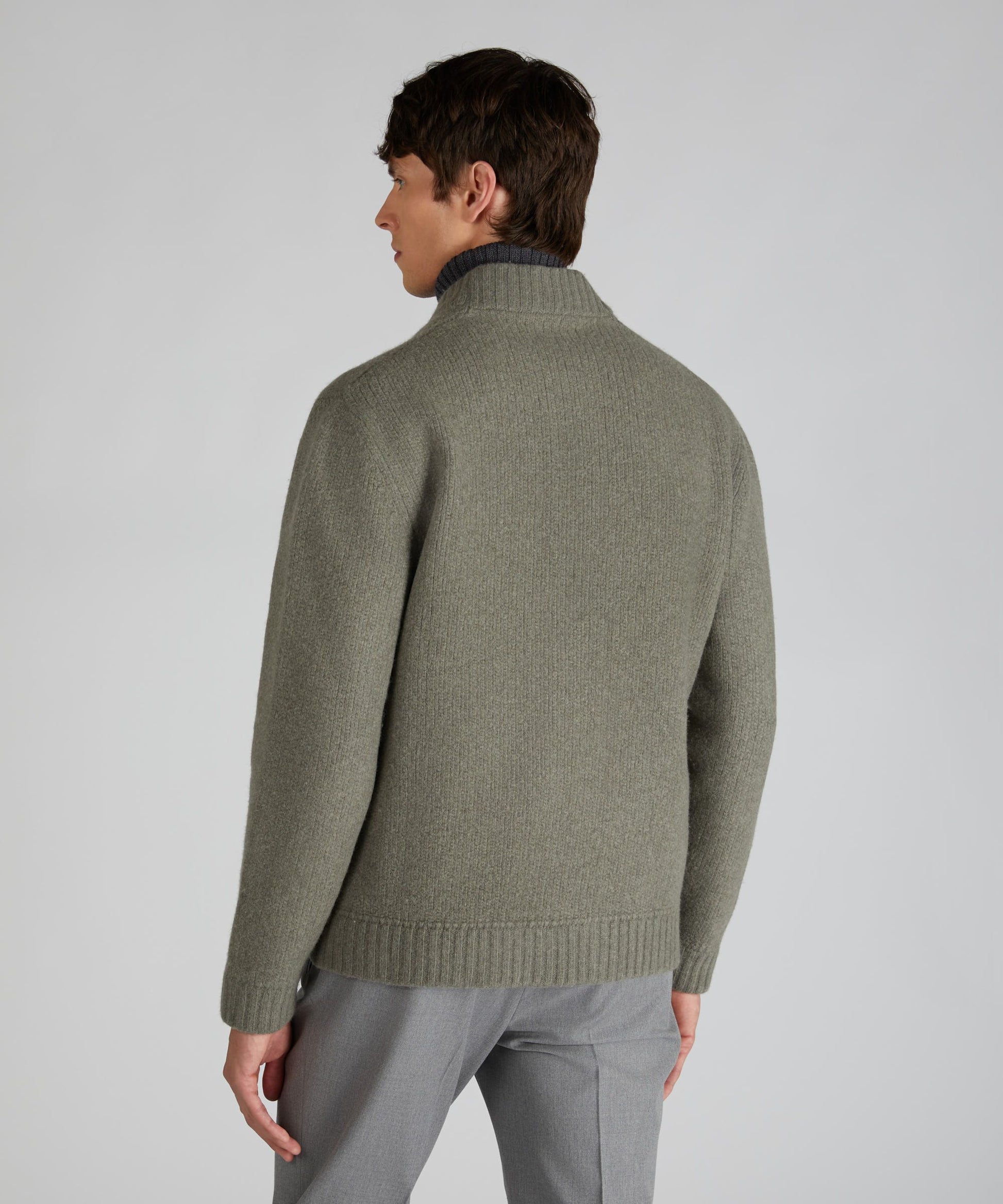 Zanone - Slim-fit wool and cashmere bomber jacket - olive