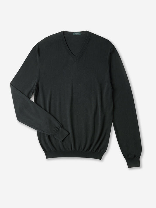 Slim Fit-Pullover mit V-Ausschnitt aus zertifiziertem Flexwool