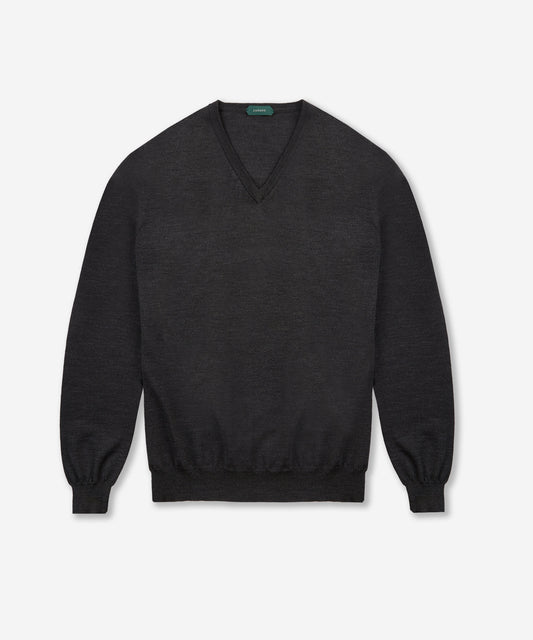 Slim-fit V-neck sweater in certified Flexwool