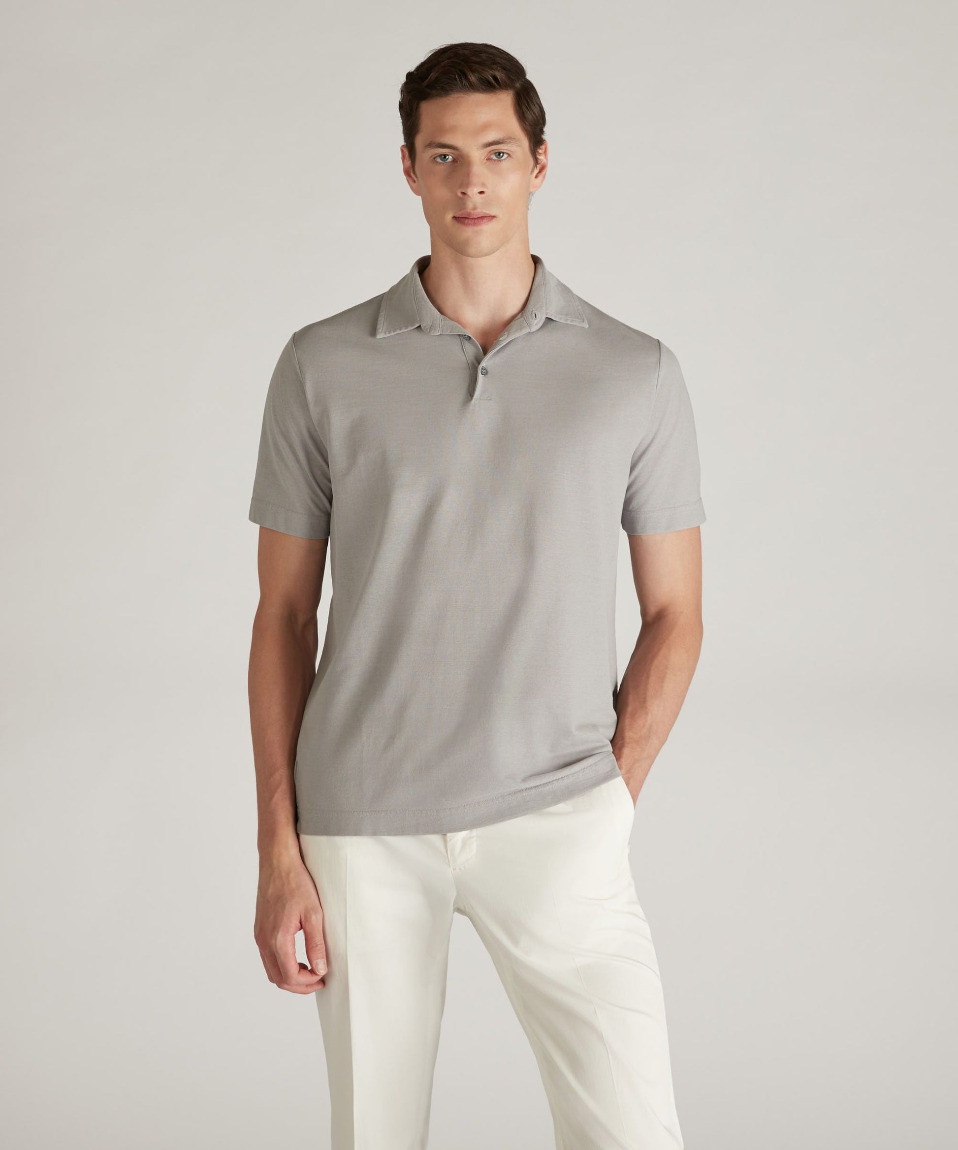 Zanone - Slim-fit organic IceCotton polo shirt - grey