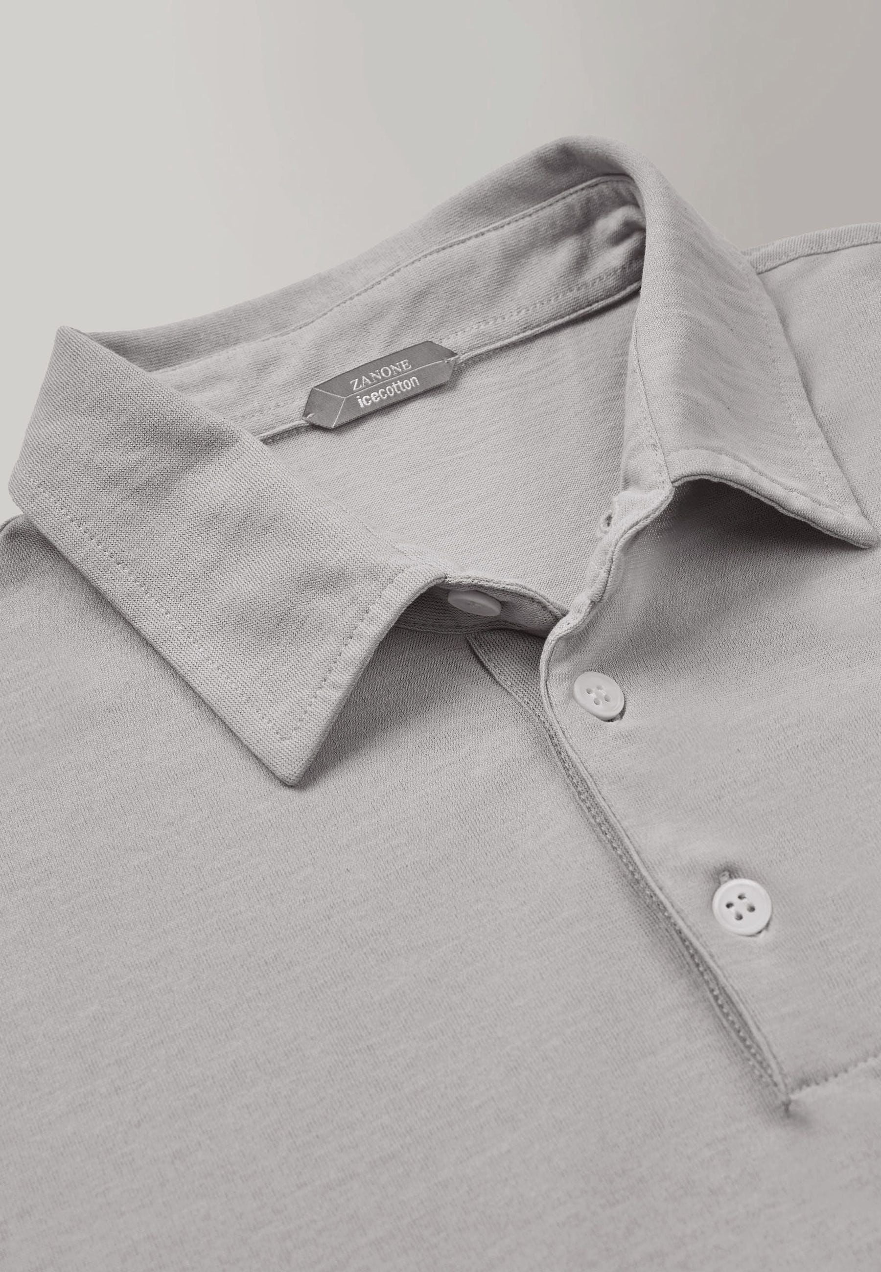 Zanone - Slim-fit organic IceCotton polo shirt - grey