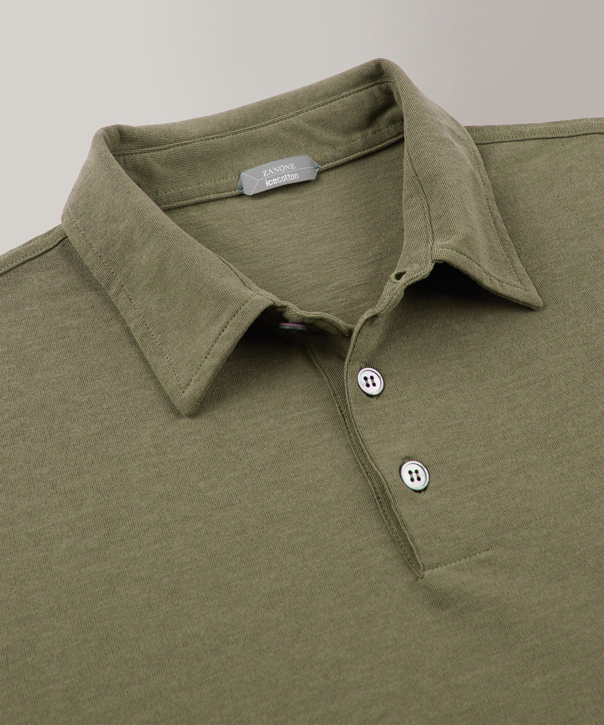 Zanone - Slim-fit organic IceCotton polo shirt - military green