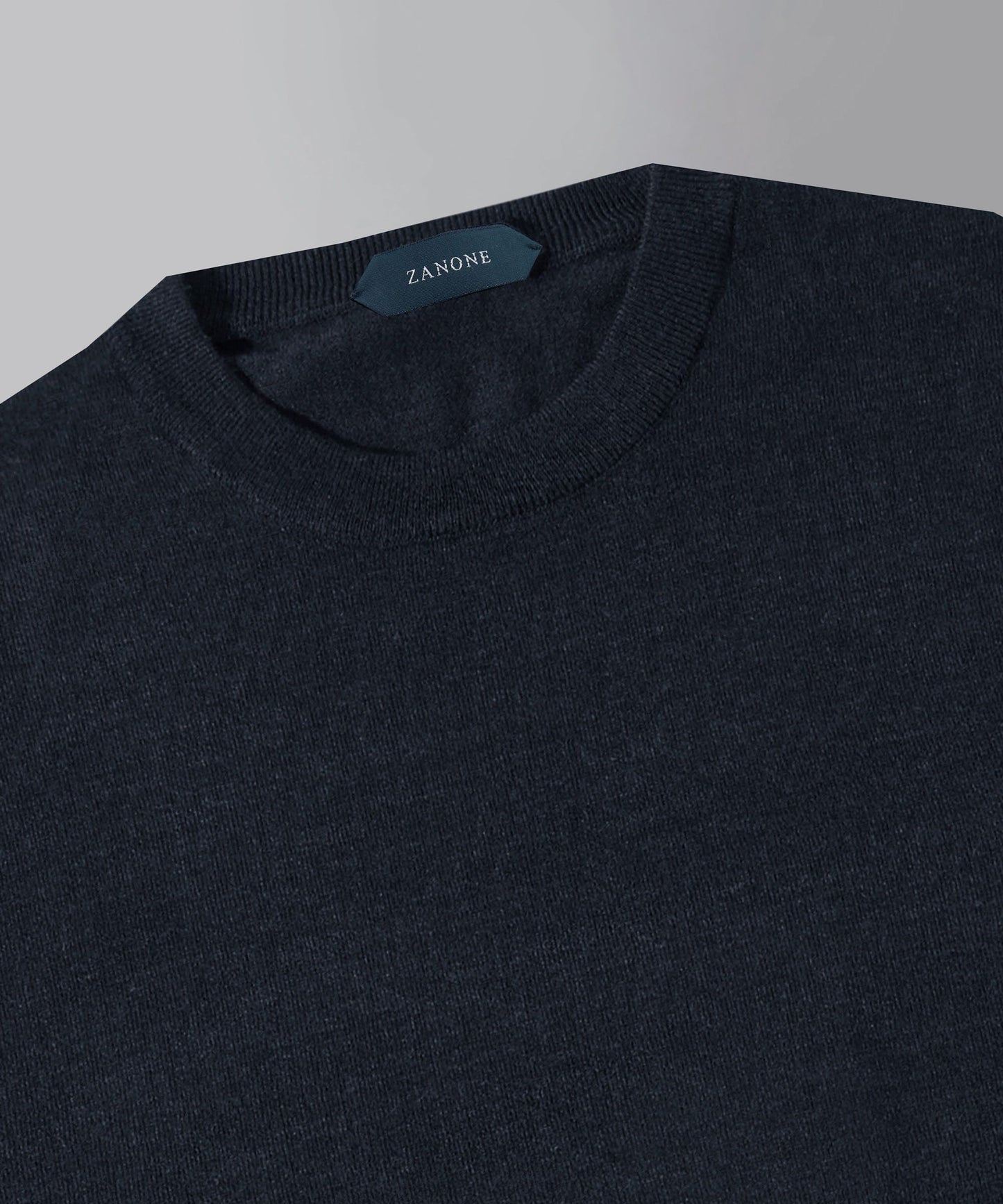 Zanone - Slim-fit crew-neck sweater in certified Flexwool - blue melange