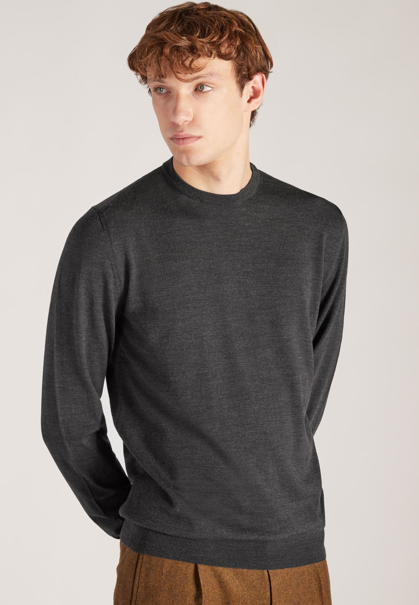 Zanone - Slim-fit crew-neck sweater in certified Flexwool - anthracite