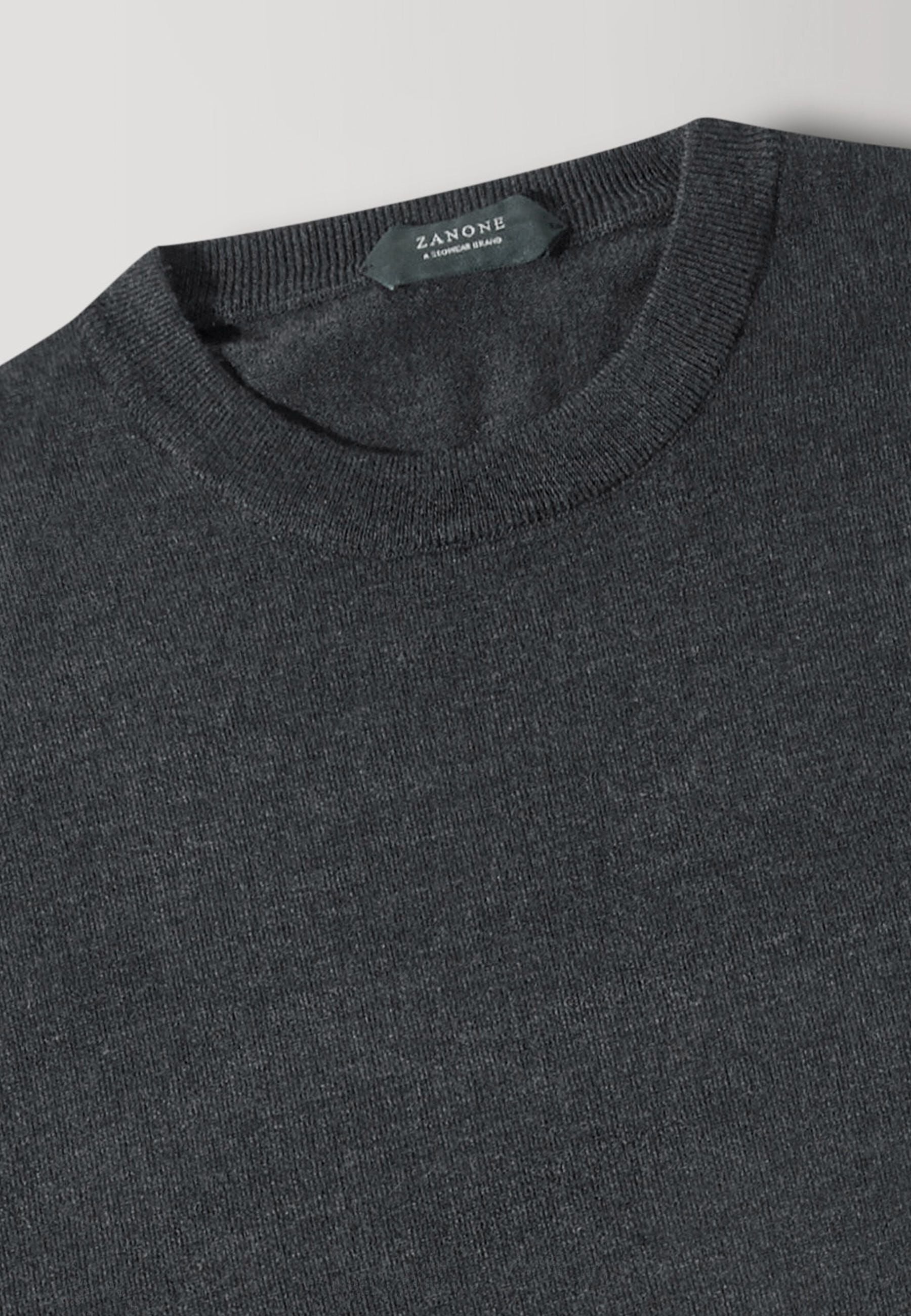 Zanone - Slim-fit crew-neck sweater in certified Flexwool - anthracite