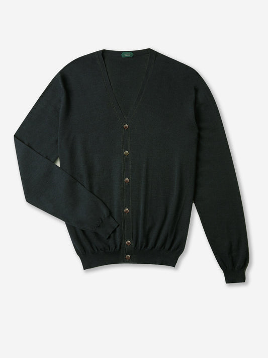 Slim-fit cardigan in certified Flexwool