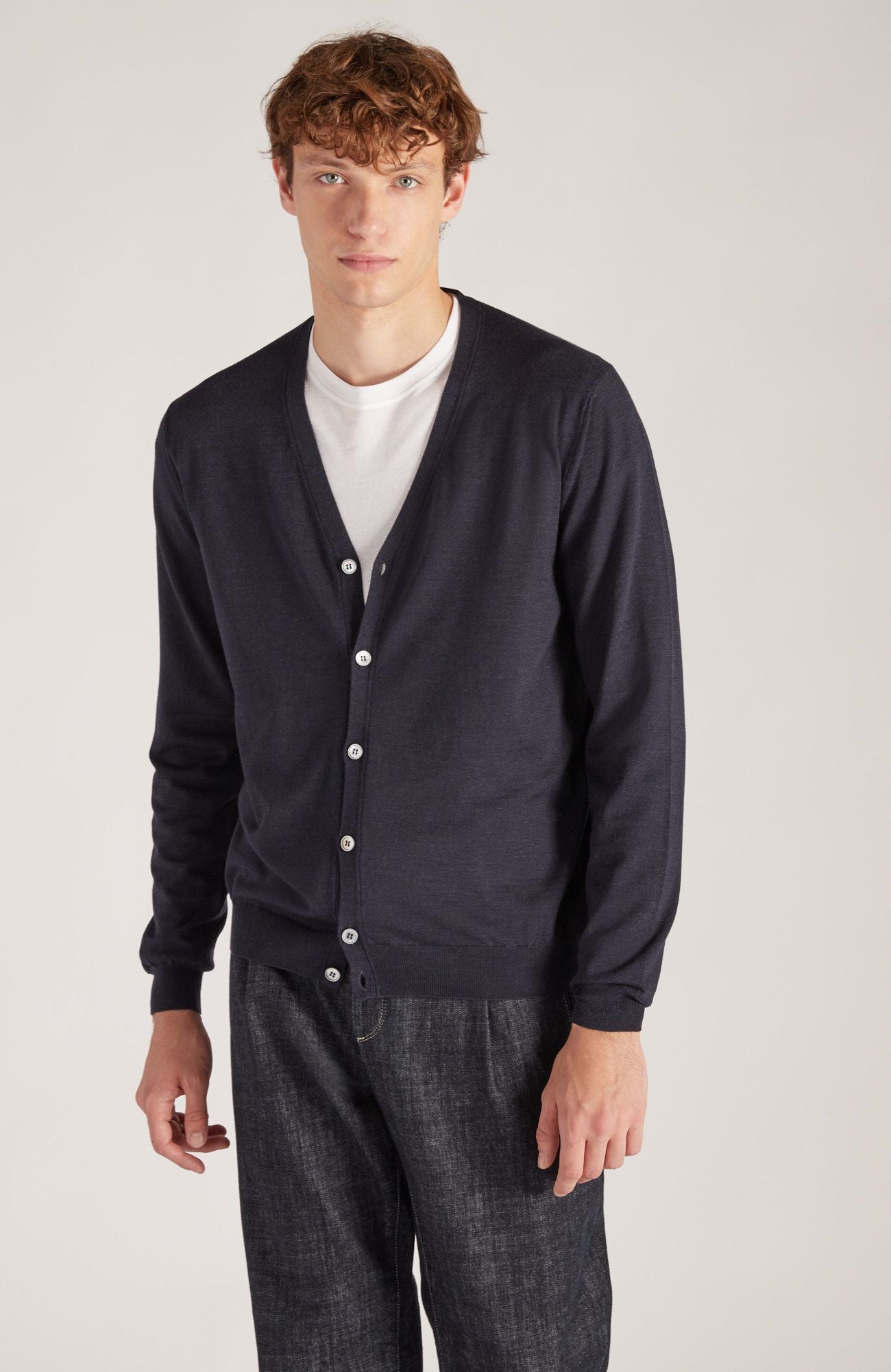 Zanone - Slim-fit cardigan in certified Flexwool - blue melange