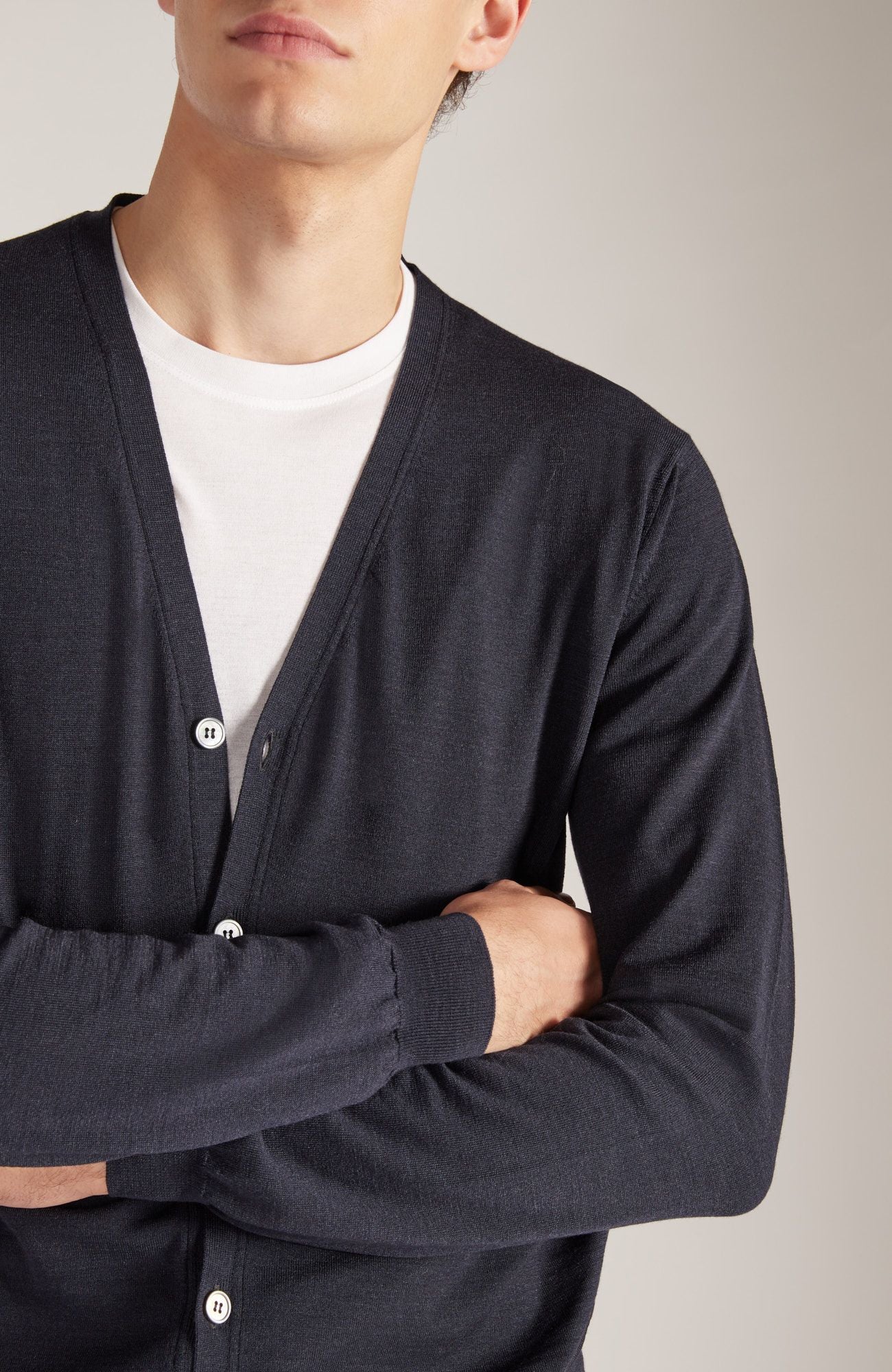 Zanone - Slim-fit cardigan in certified Flexwool - blue melange