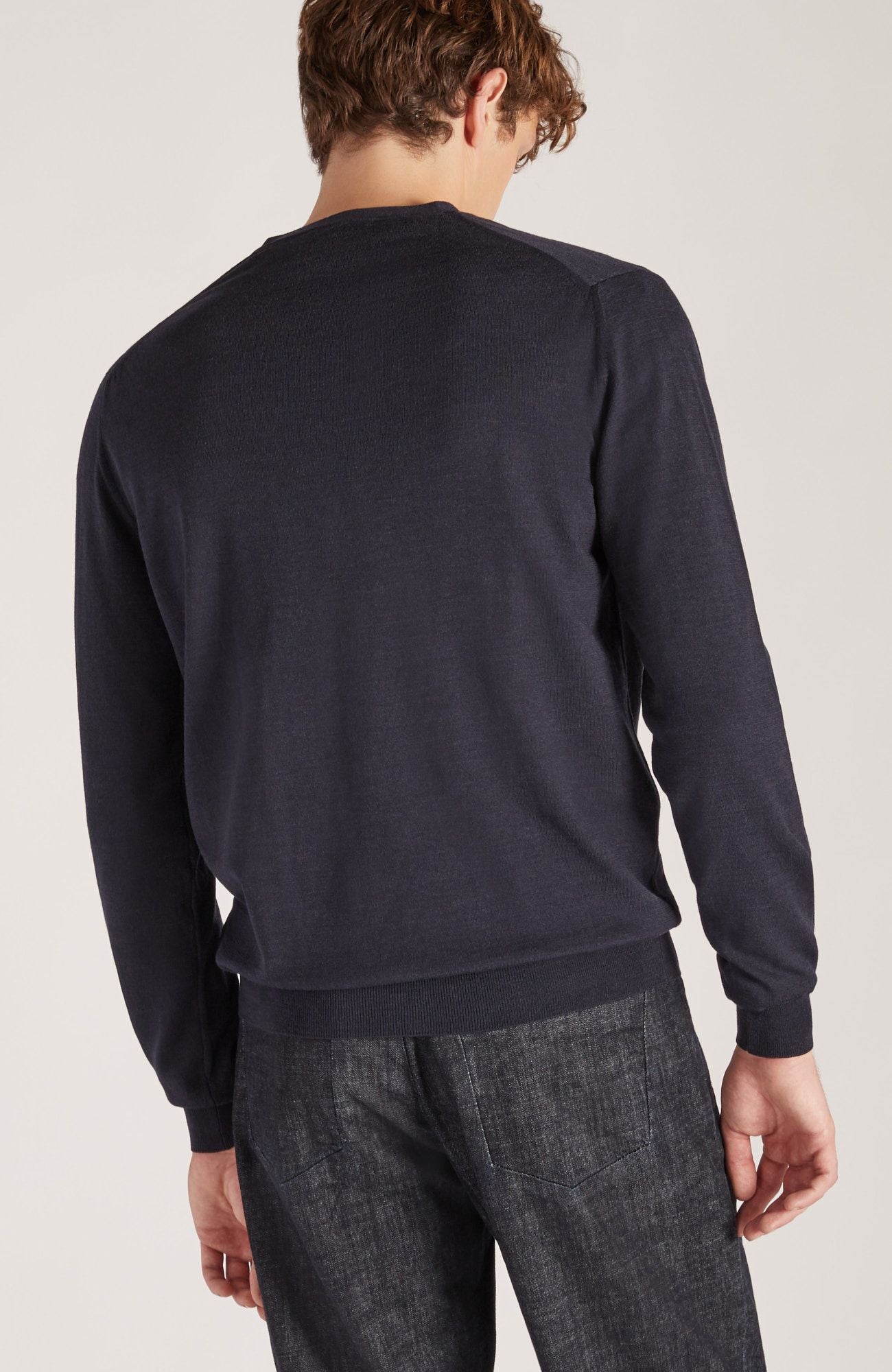 Zanone - Slim-fit cardigan in certified Flexwool - blue melange