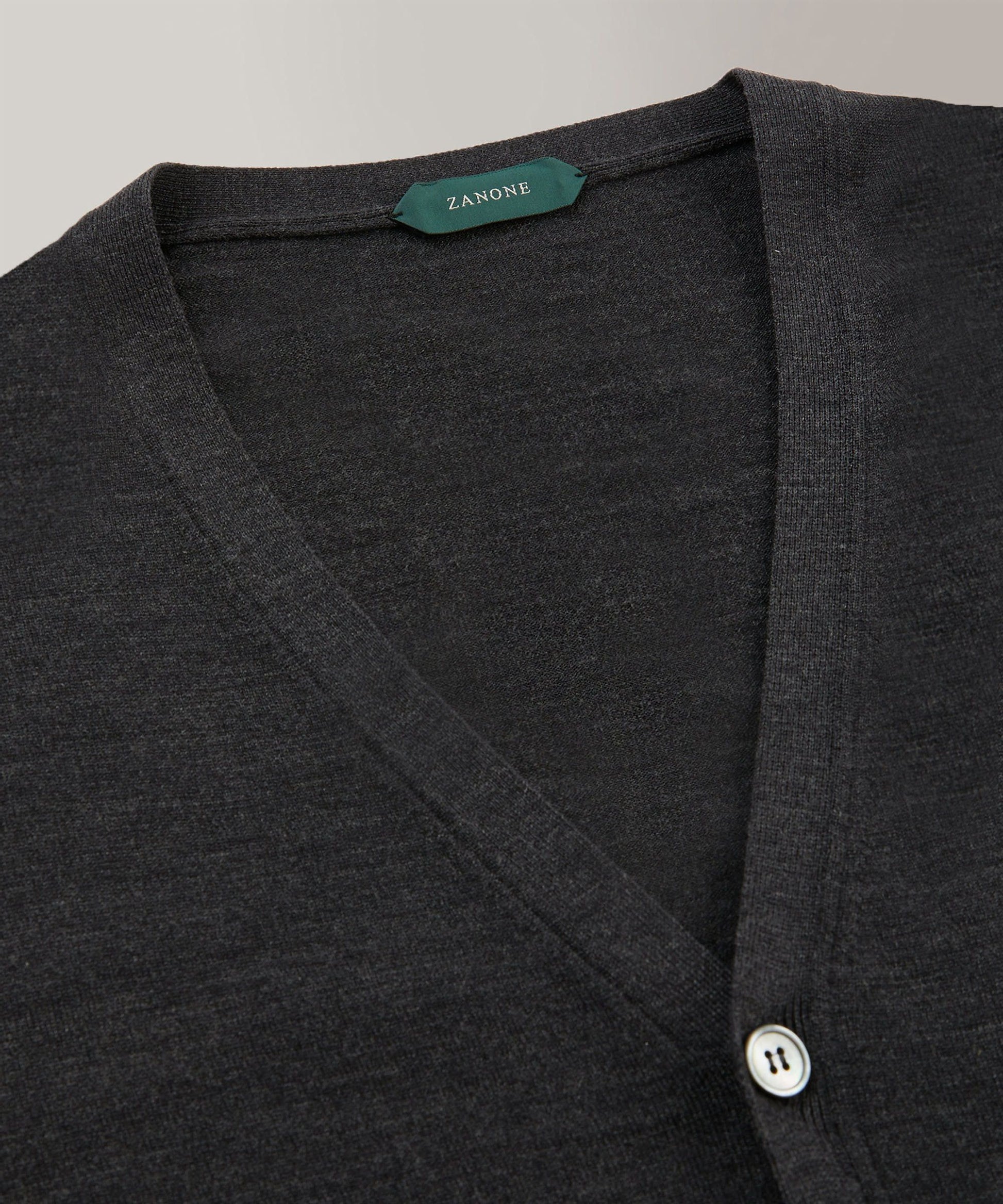 Zanone - Slim-fit cardigan in certified Flexwool - anthracite