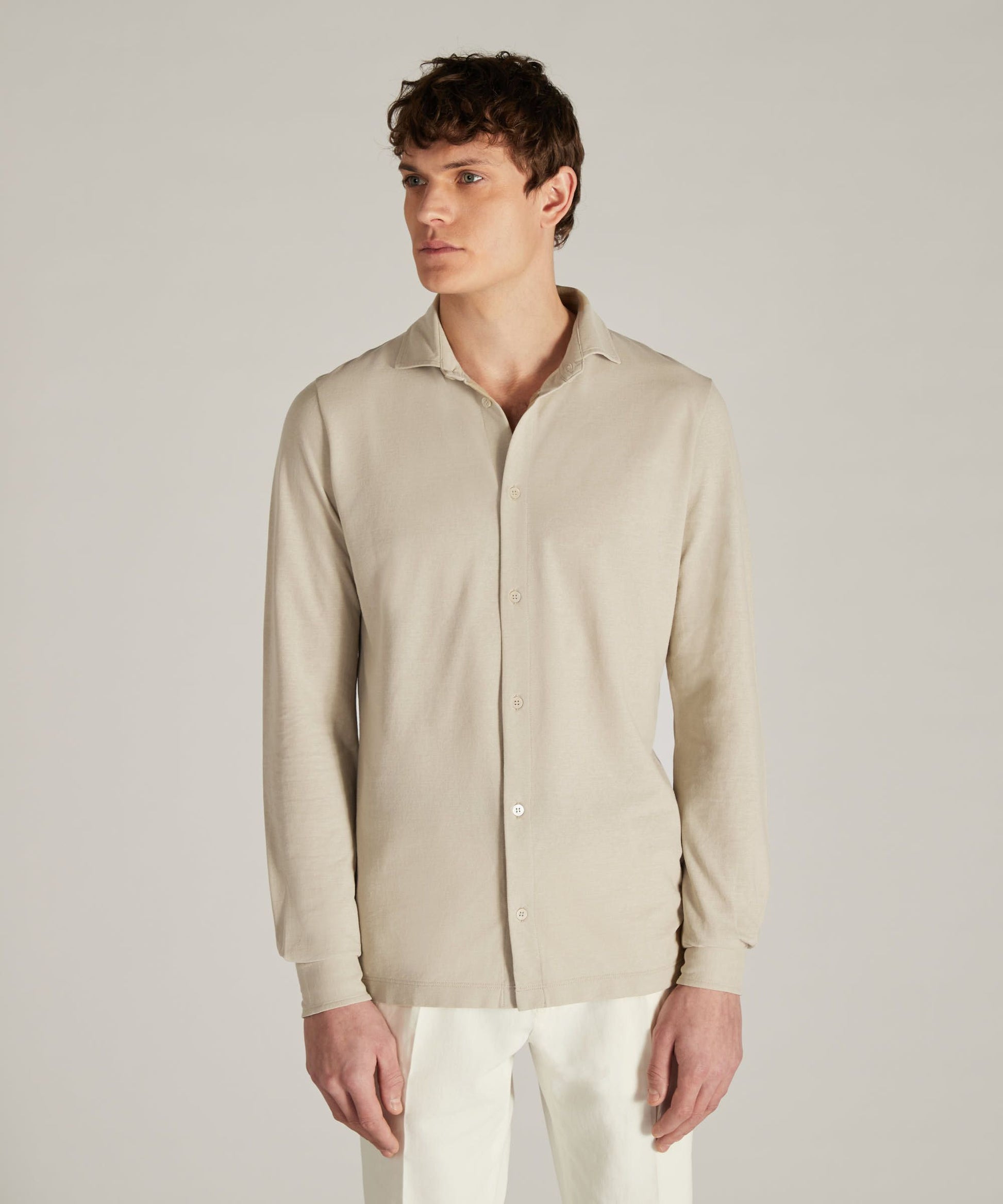 Zanone - Slim-fit organic IceCotton shirt - sabbia