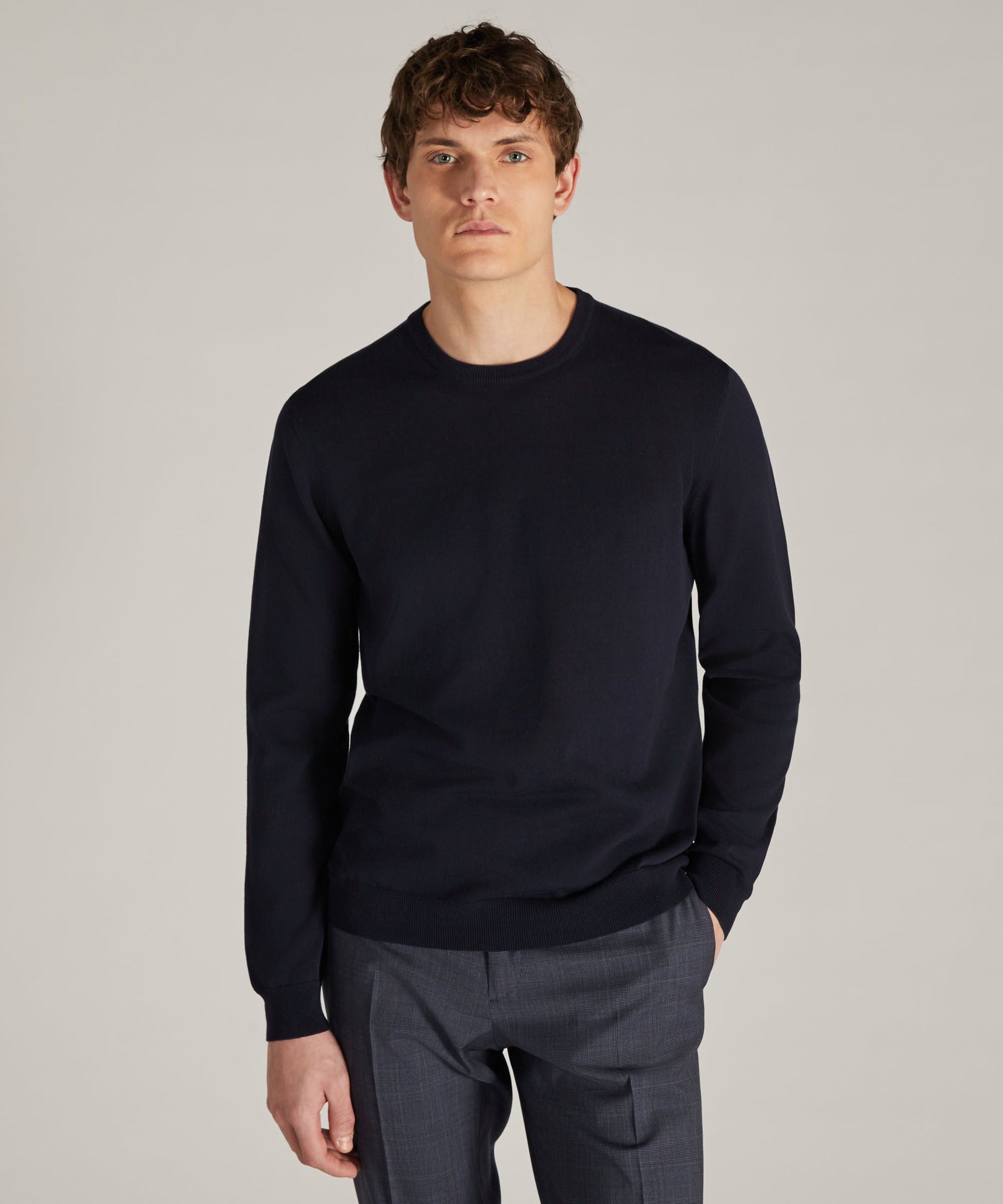 Zanone - Slim-fit crew neck sweater in certified crêpe cotton - blu navy