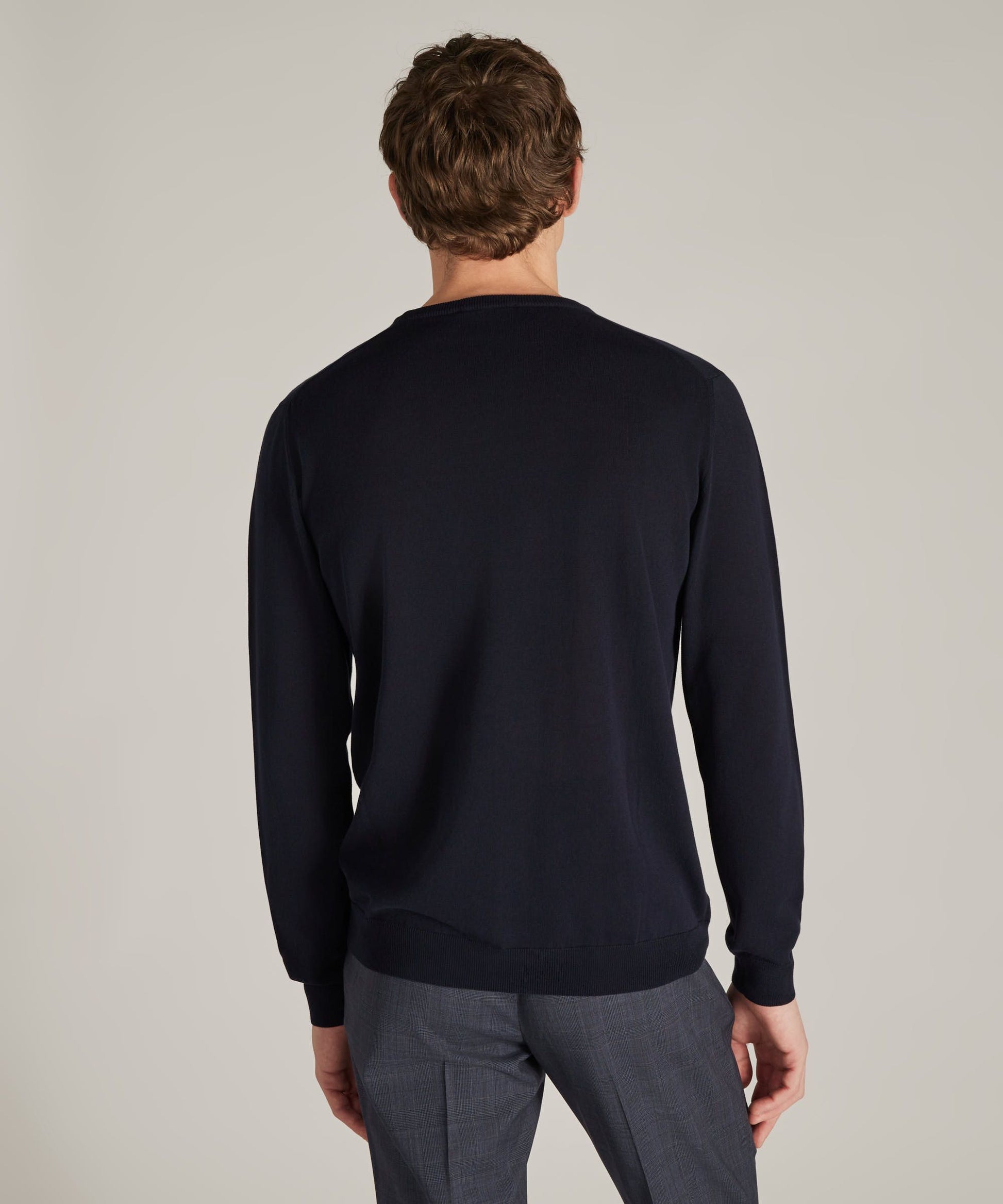 Zanone - Slim-fit crew neck sweater in certified crêpe cotton - blu navy