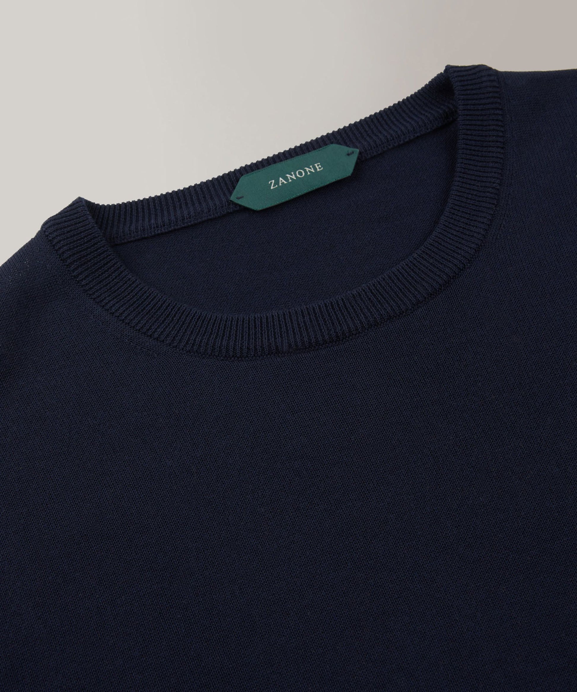 Zanone - Slim-fit crew neck sweater in certified crêpe cotton - blu navy