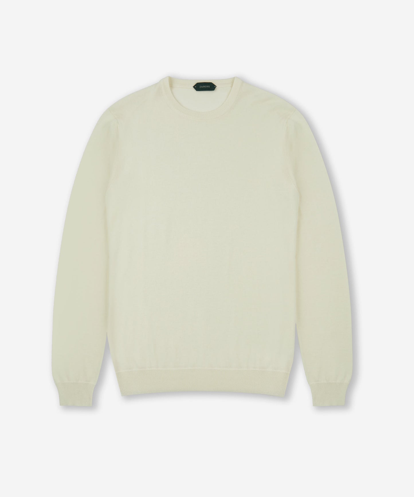 Slim-fit crew neck sweater in certified crêpe cotton