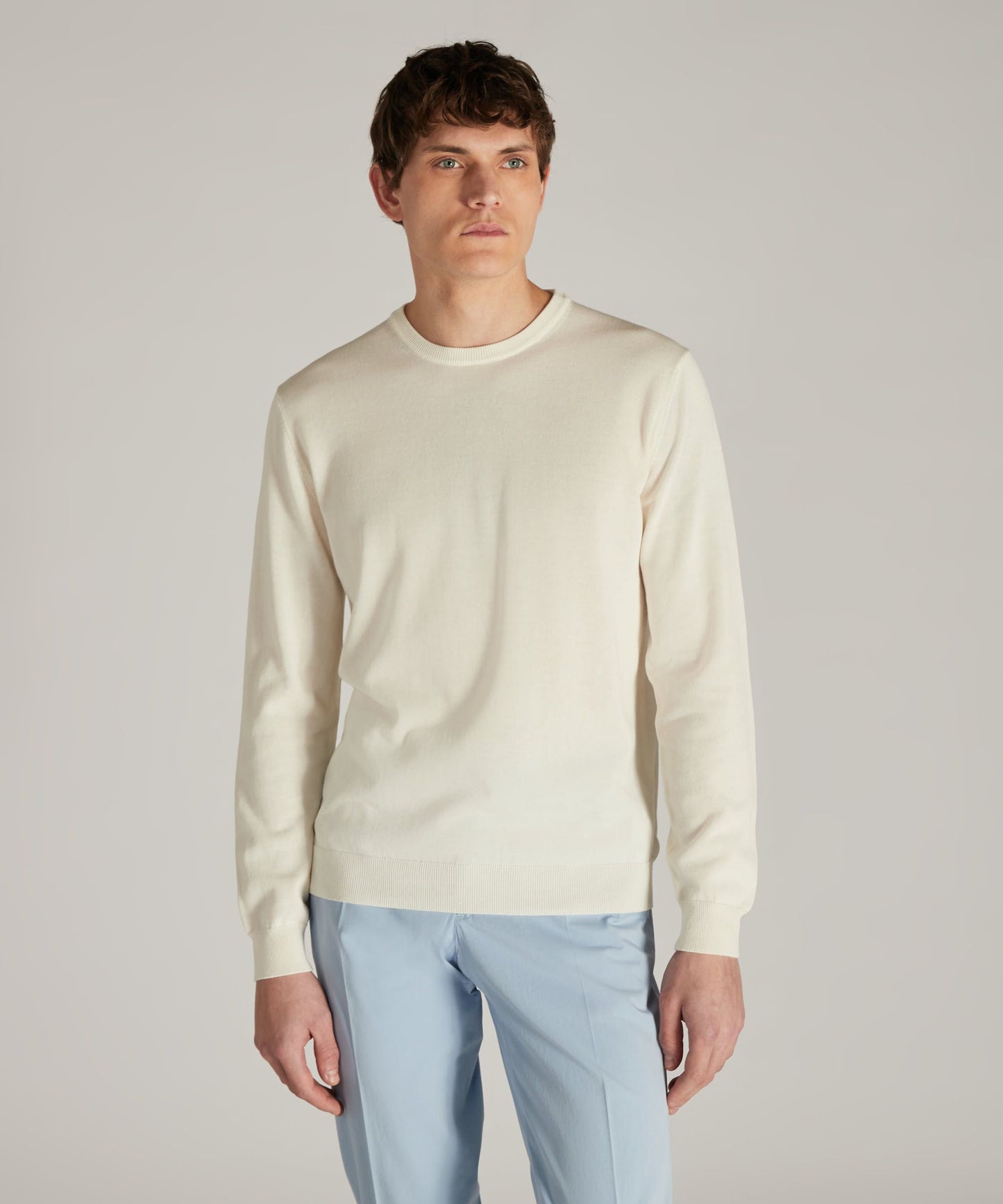 Zanone - Slim-fit crew neck sweater in certified crêpe cotton - latte