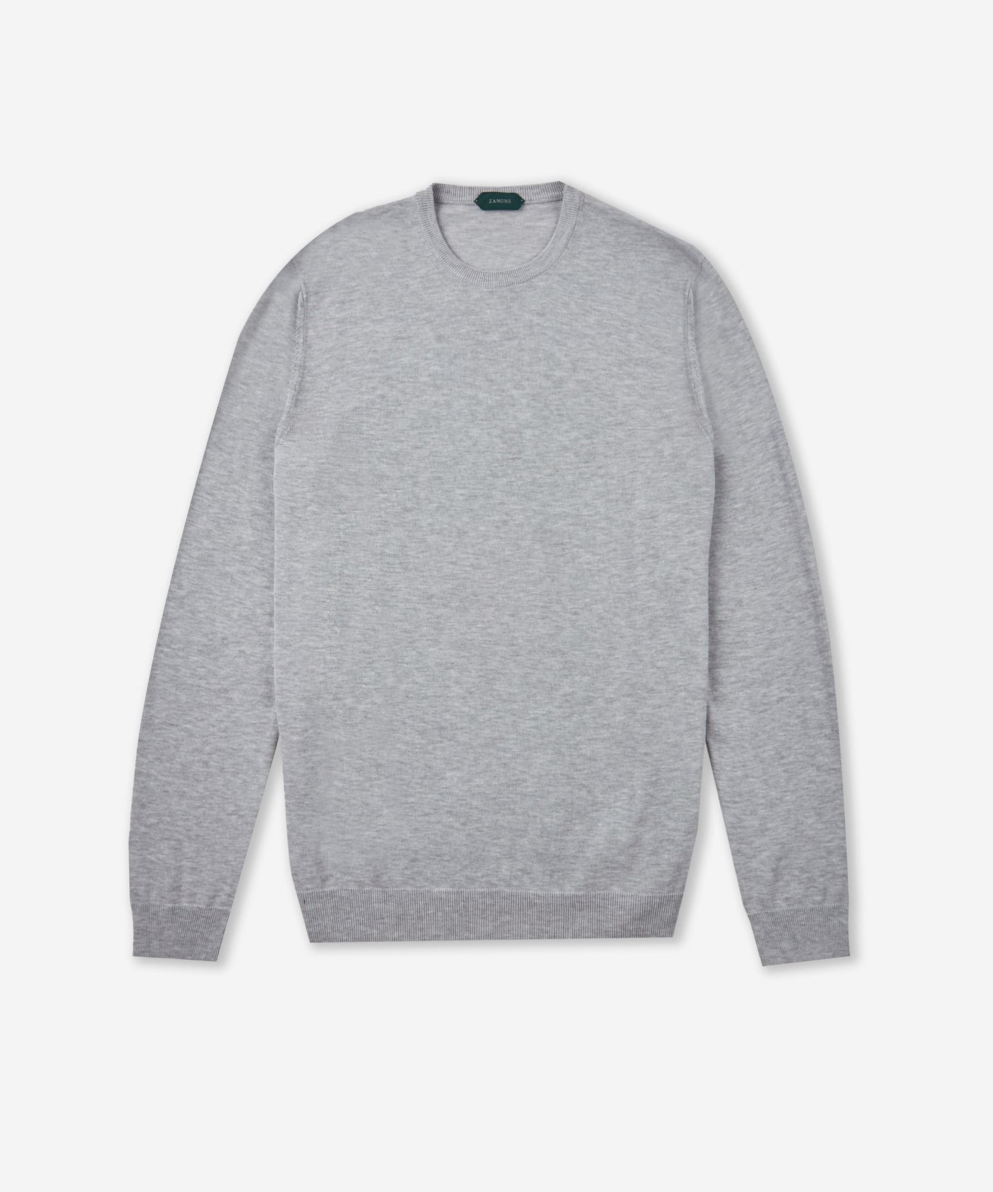 Slim-fit crew neck sweater in certified crêpe cotton