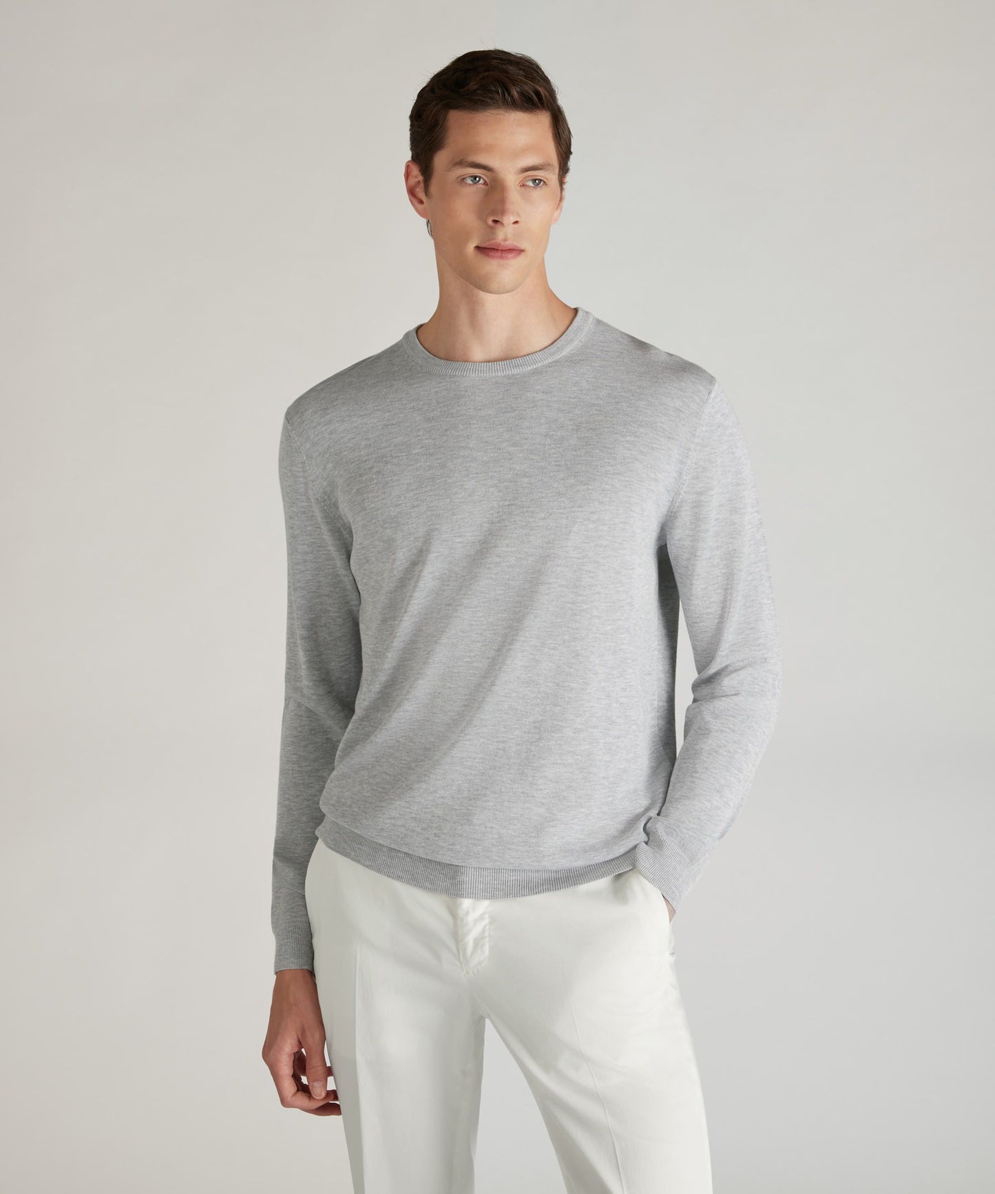 Zanone - Slim-fit crew neck sweater in certified crêpe cotton - grigio melange