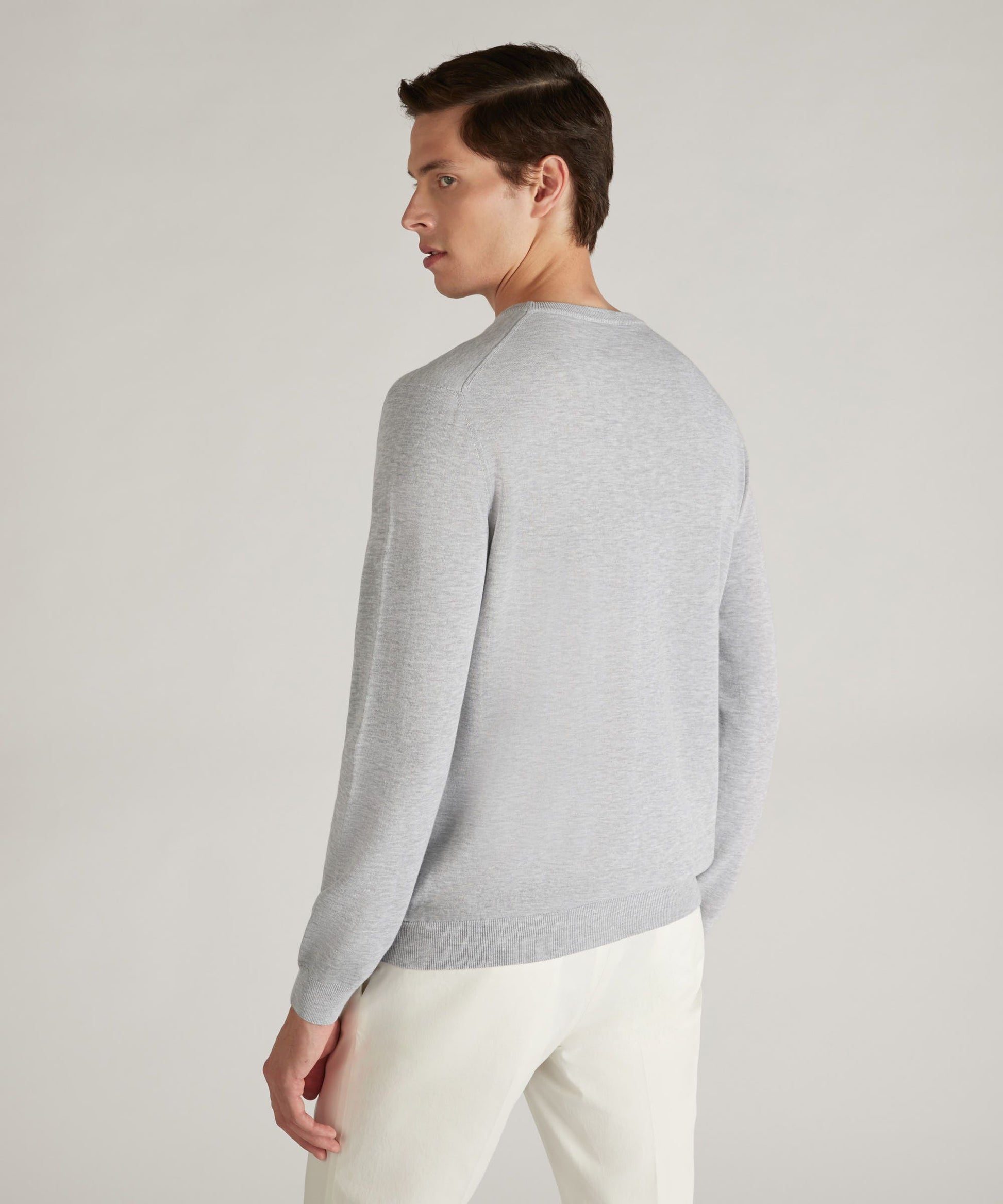 Zanone - Slim-fit crew neck sweater in certified crêpe cotton - grigio melange