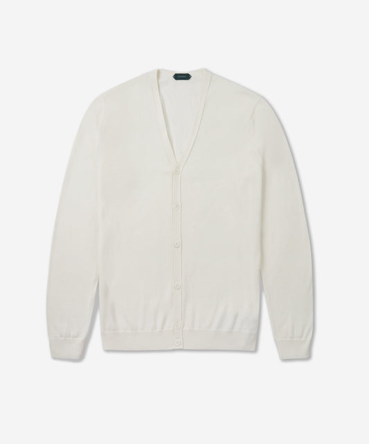 Slim-fit certified crêpe cotton cardigan