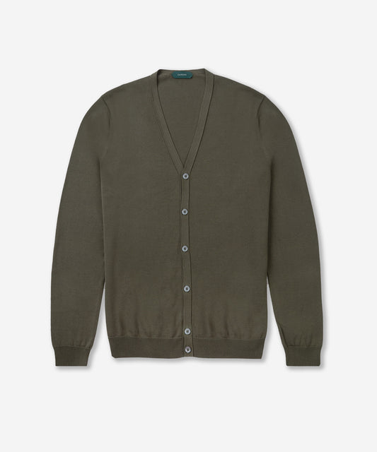 Slim-fit certified crêpe cotton cardigan