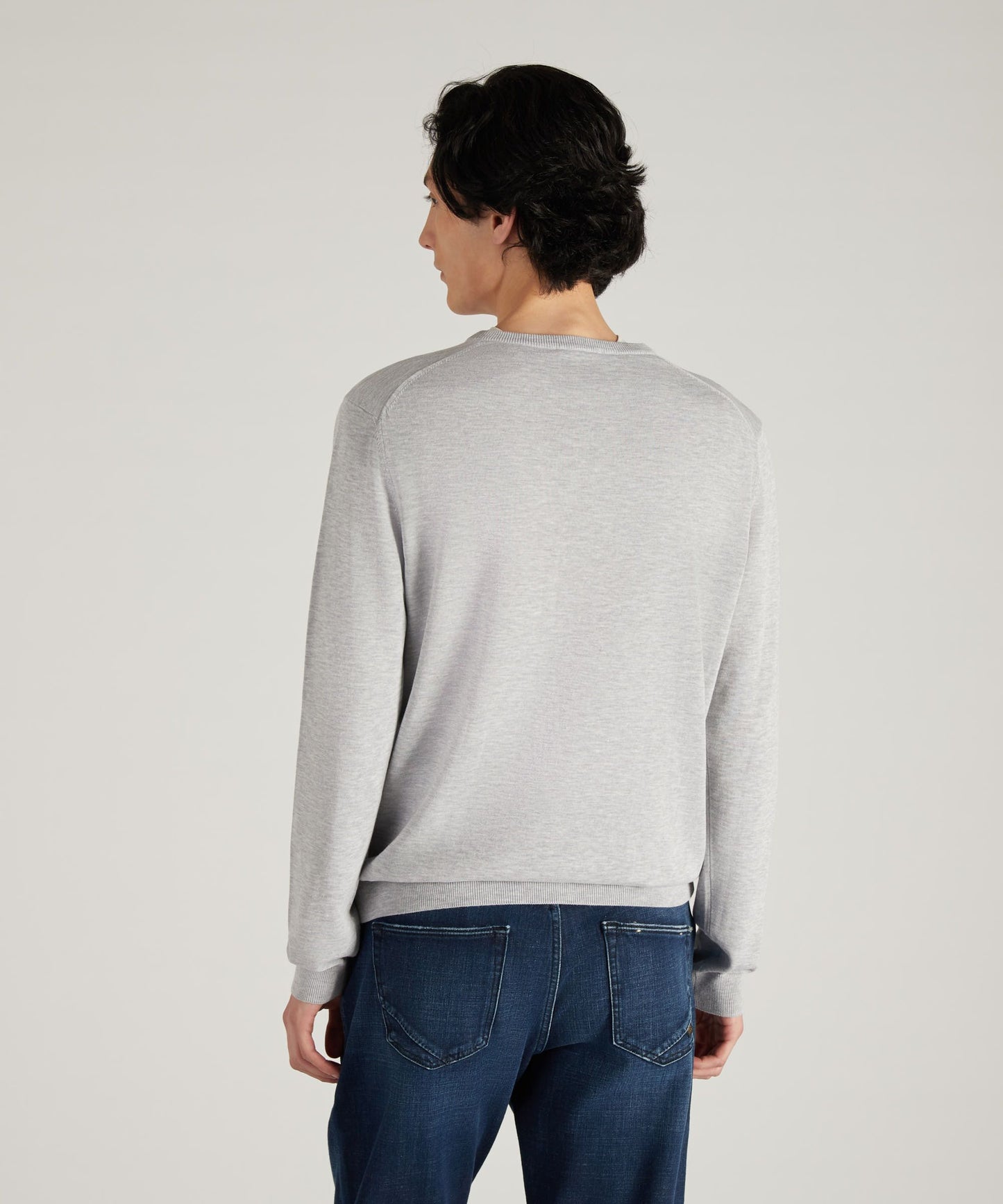 Zanone - Certified crêpe cotton V-neck jumper - grigio ch.imo melang