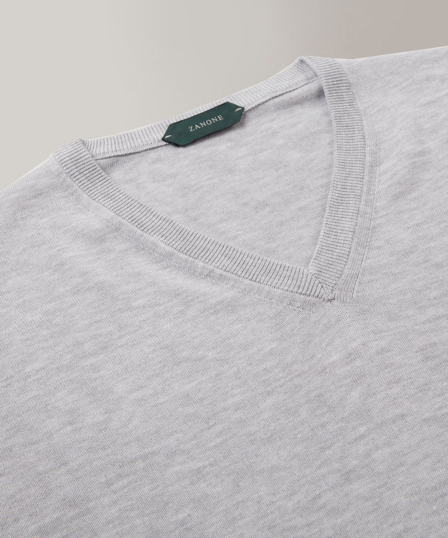 Zanone - Certified crêpe cotton V-neck jumper - grigio ch.imo melang