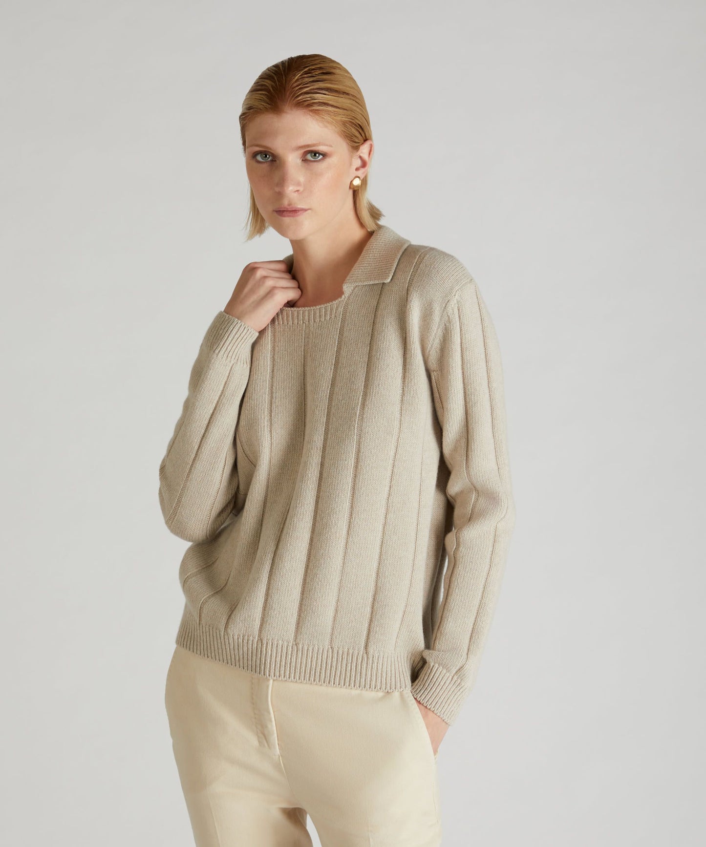 Wool and cashmere crew neck sweater