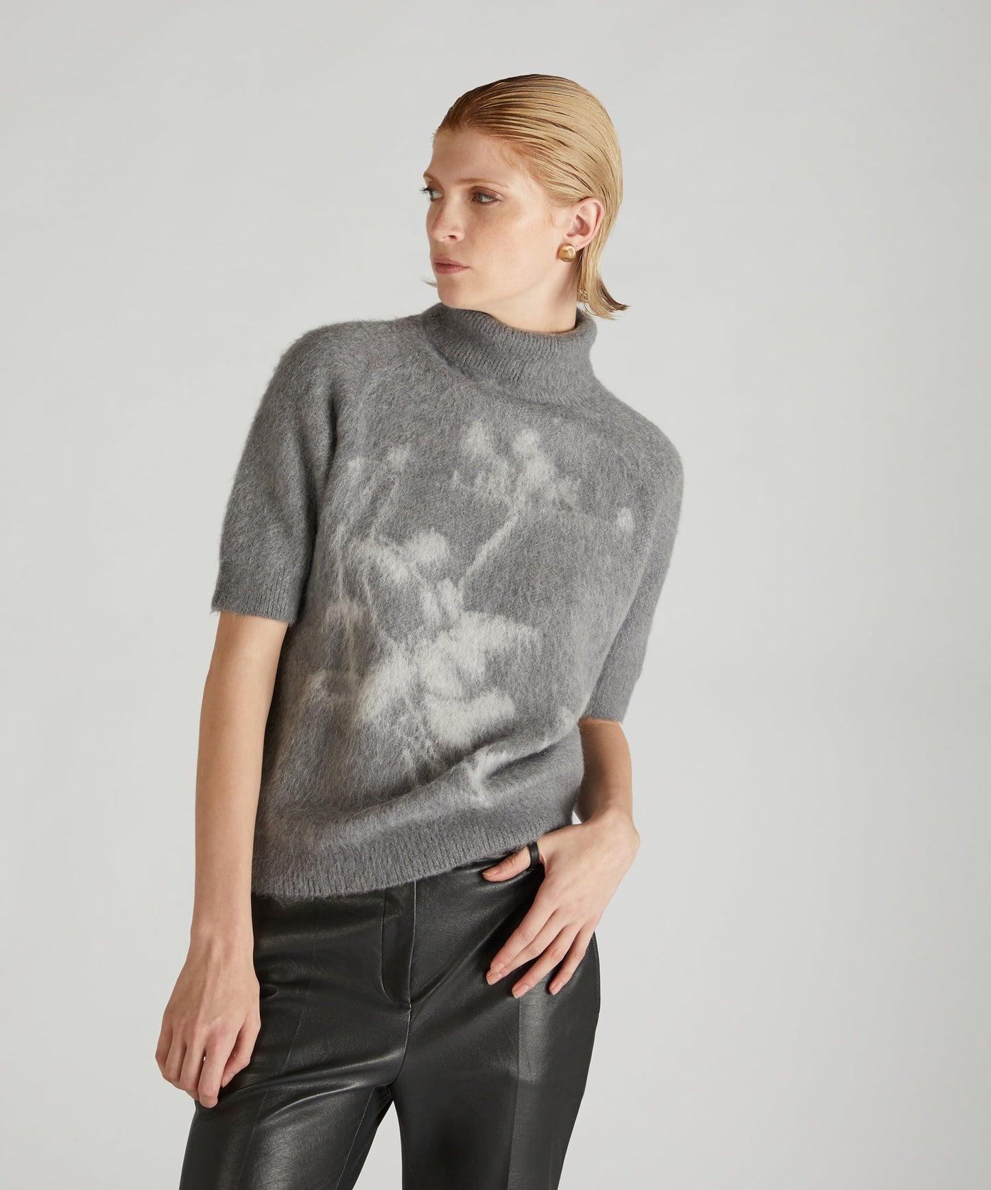 Wool, Mohair and Alpaca polo neck sweater