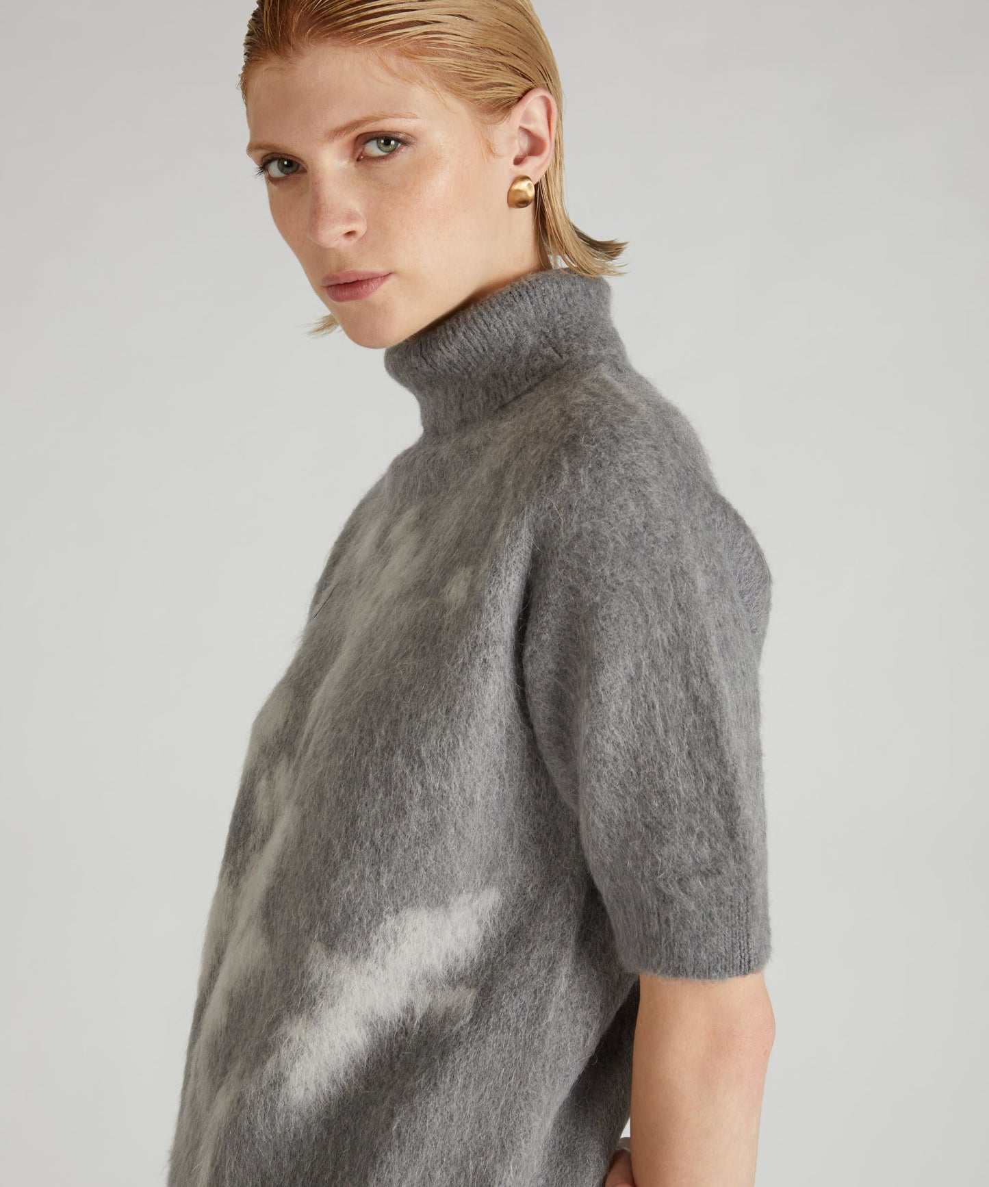 Wool, Mohair and Alpaca polo neck sweater