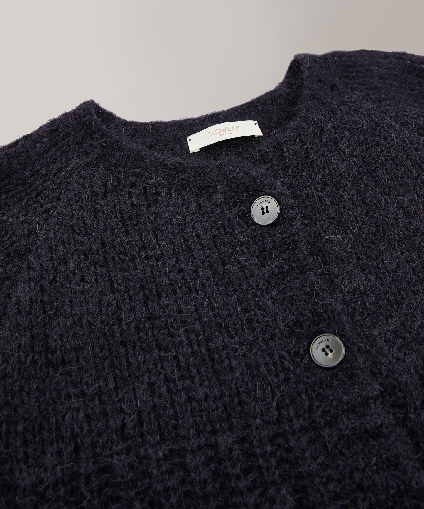 Cardigan slim fit in Mohair e Alpaca