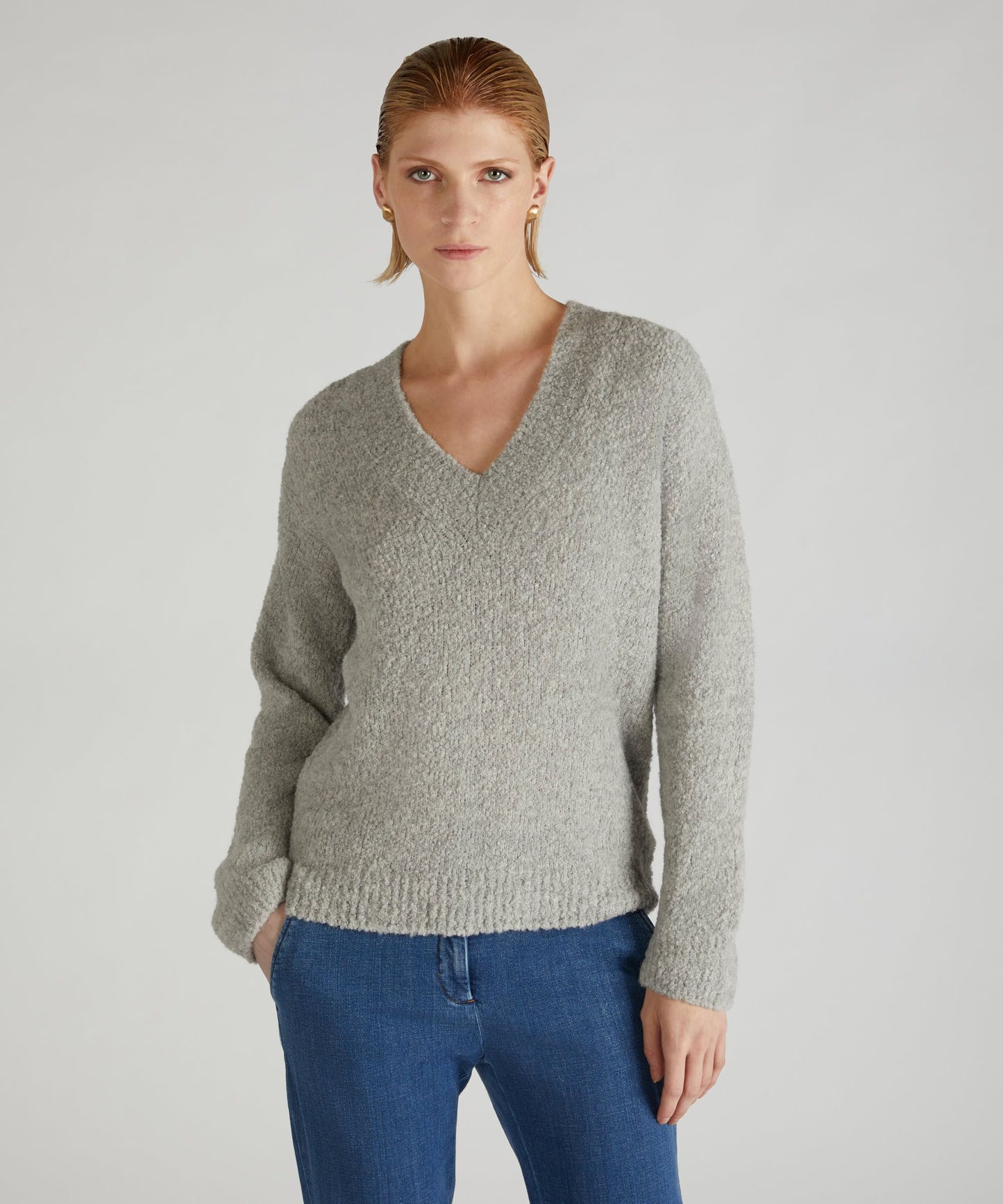 Bouclé-Overshirt aus Wolle und Alpaka