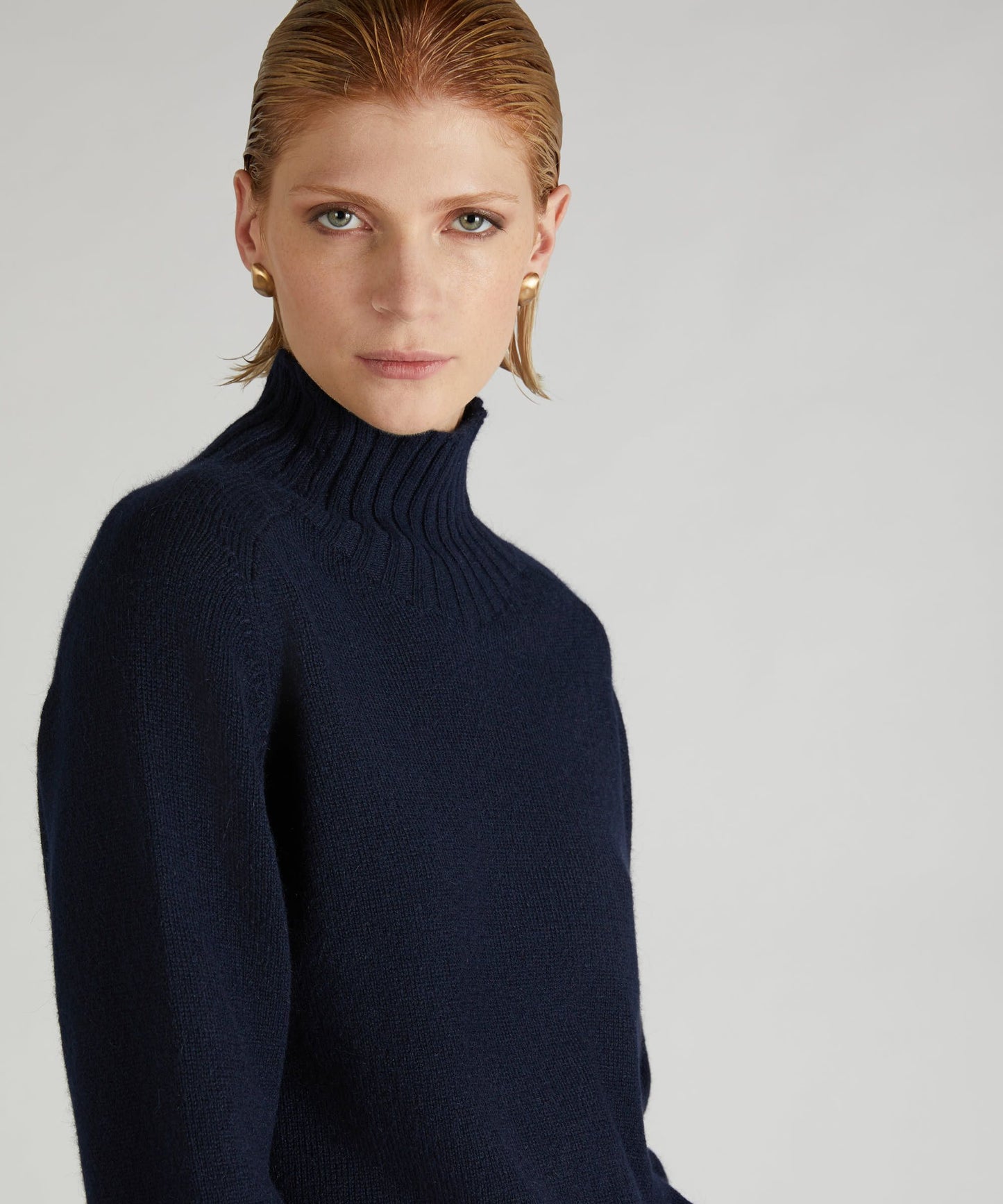 Regular-fit polo neck in wool and Angora