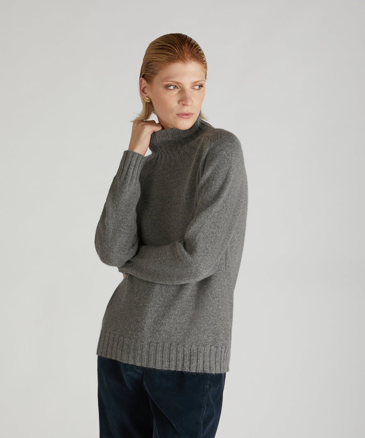 Regular-fit polo neck in wool and Angora