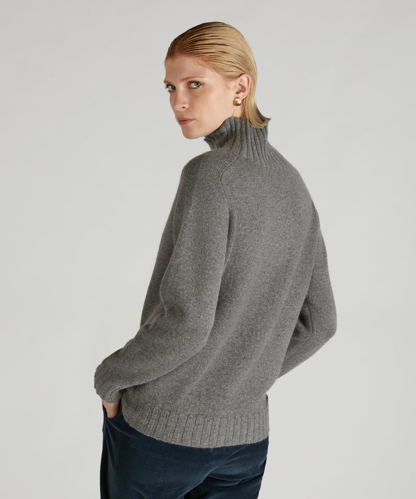 Pull à col roulé regular fit en laine et Angora