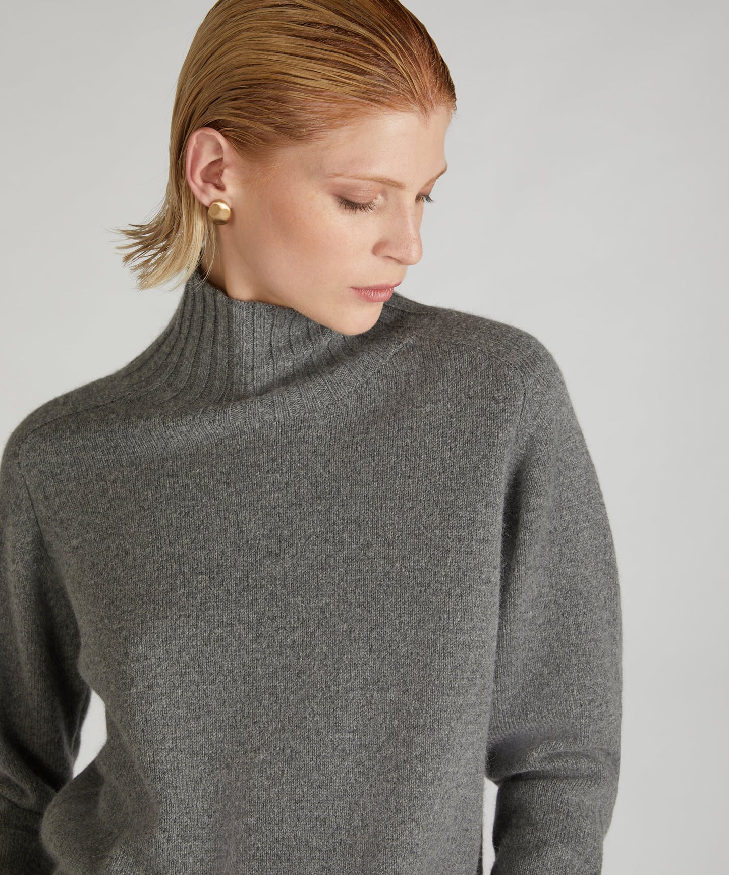 Regular-fit polo neck in wool and Angora