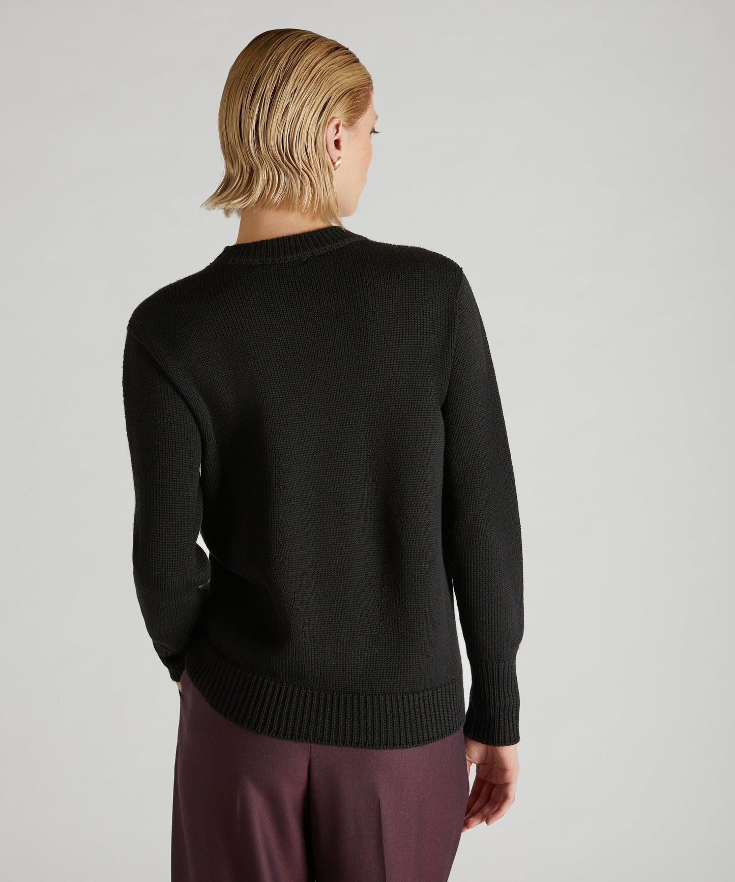 Regular-fit crewneck sweater in certified merino wool