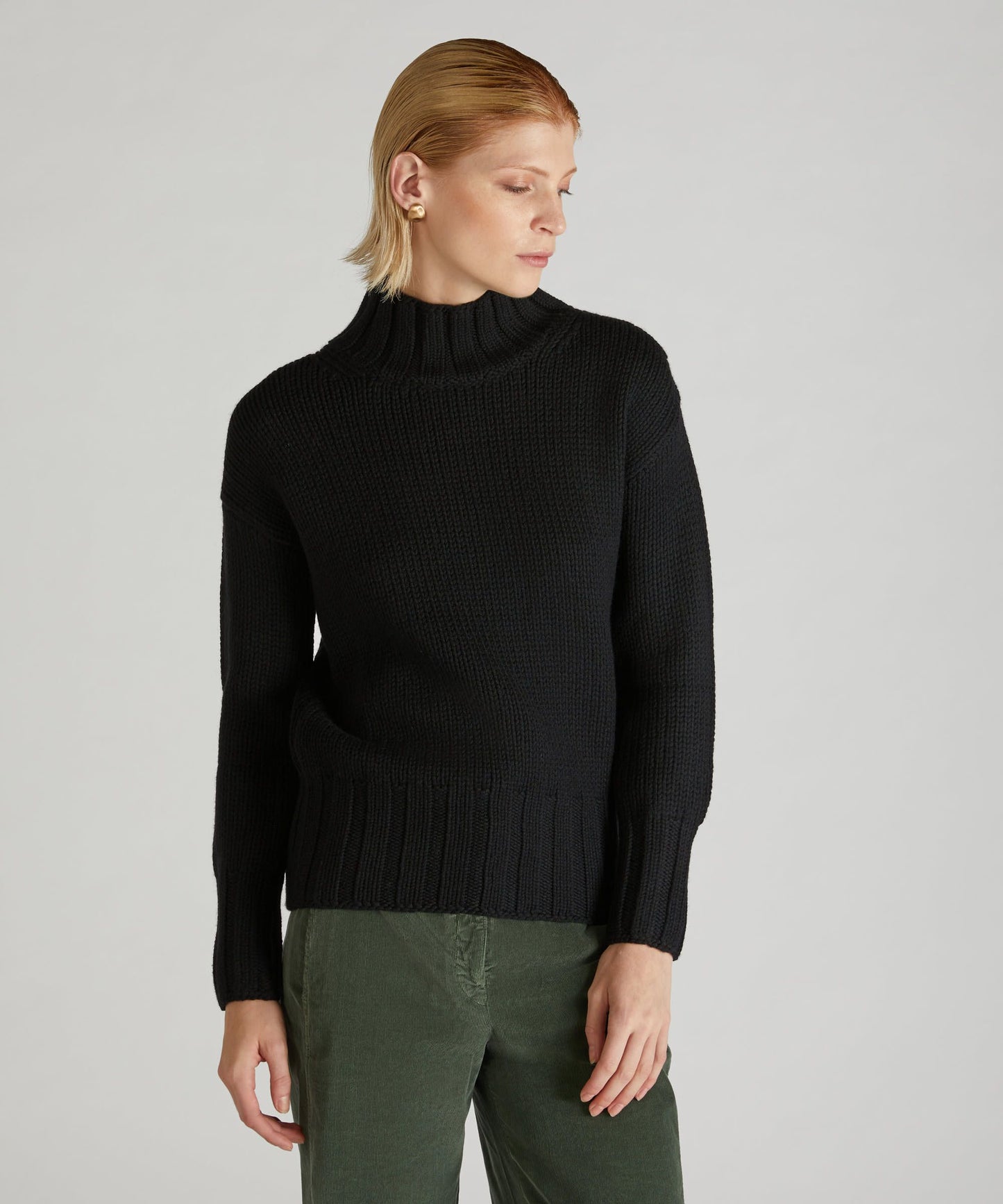 Slim-fit wool polo neck sweater