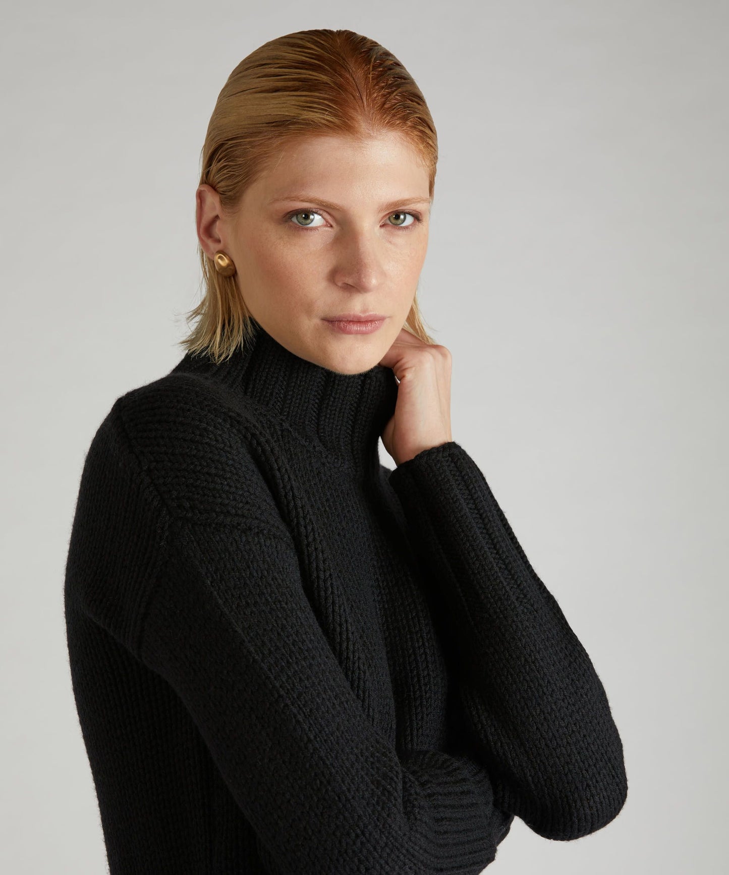 Slim-fit wool polo neck sweater