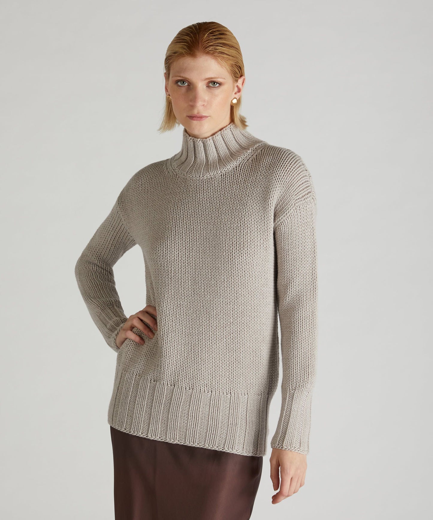 Slim-fit wool polo neck sweater