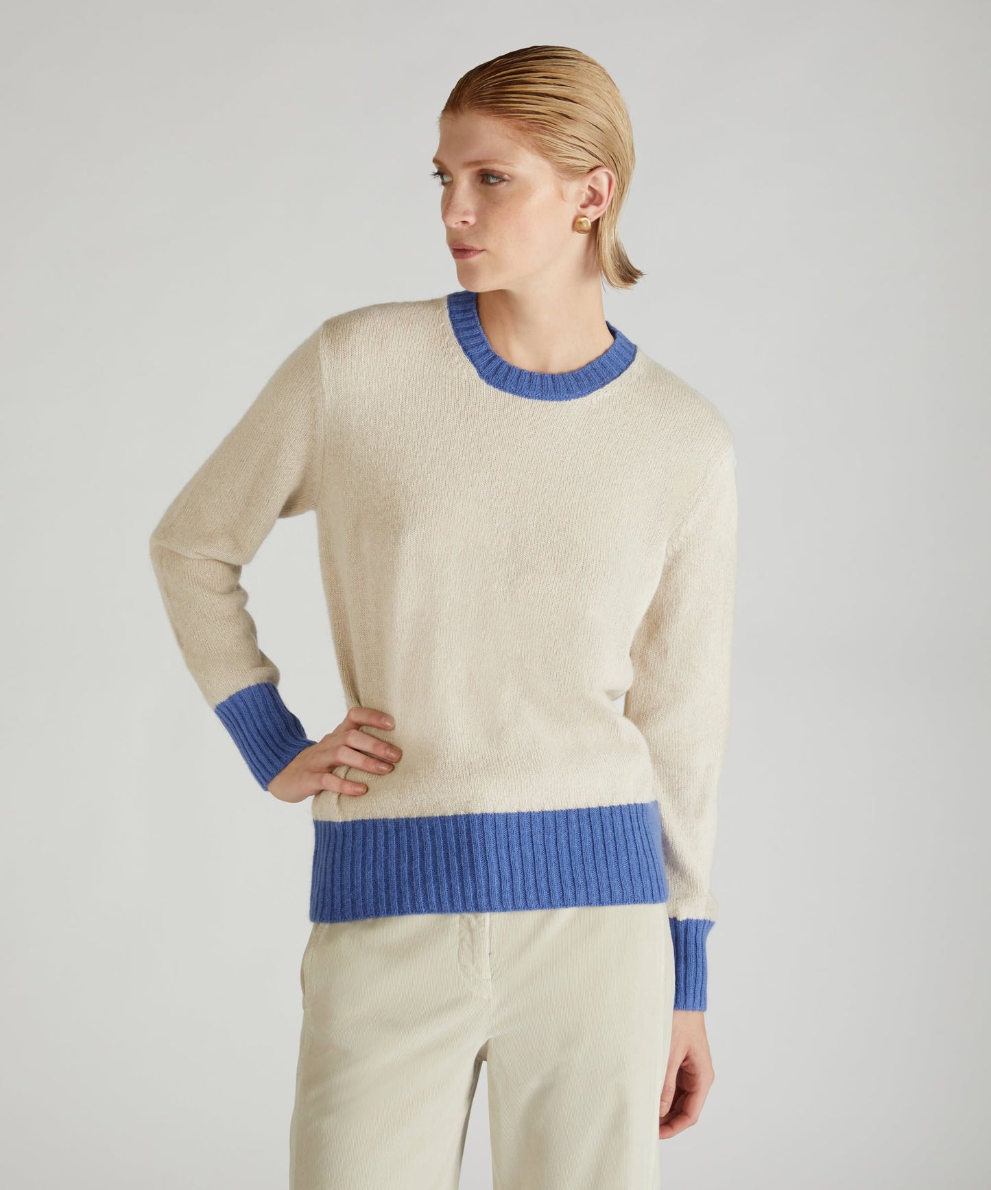 Oversized crew neck in wool and Angora