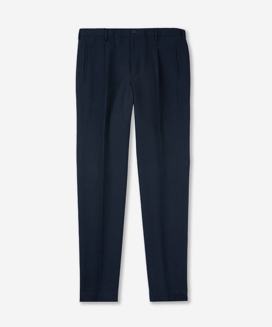 Pantalon coupe fuselée en sergé de coton et laine