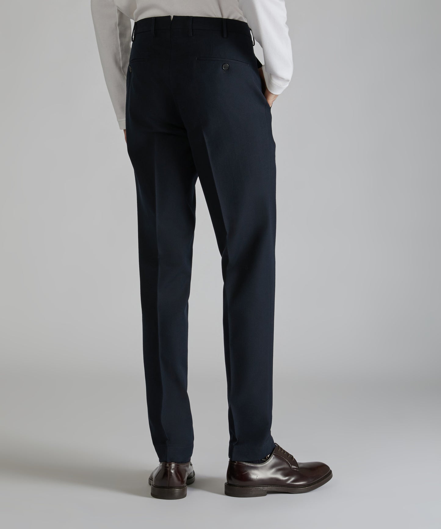 Tapered-fit trousers in cotton and wool twill