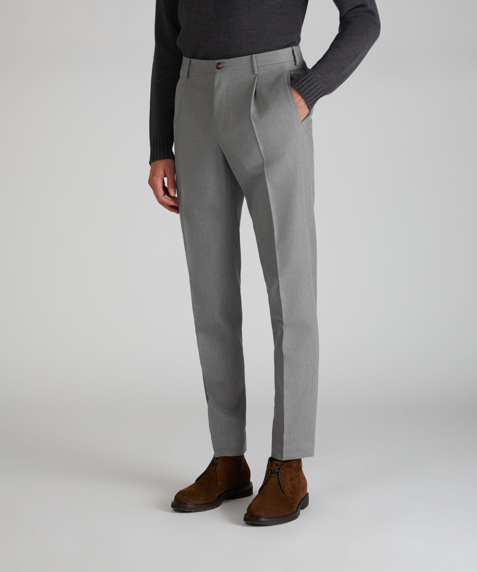 Incotex - Tapered-fit trousers in cotton and wool twill - light grey