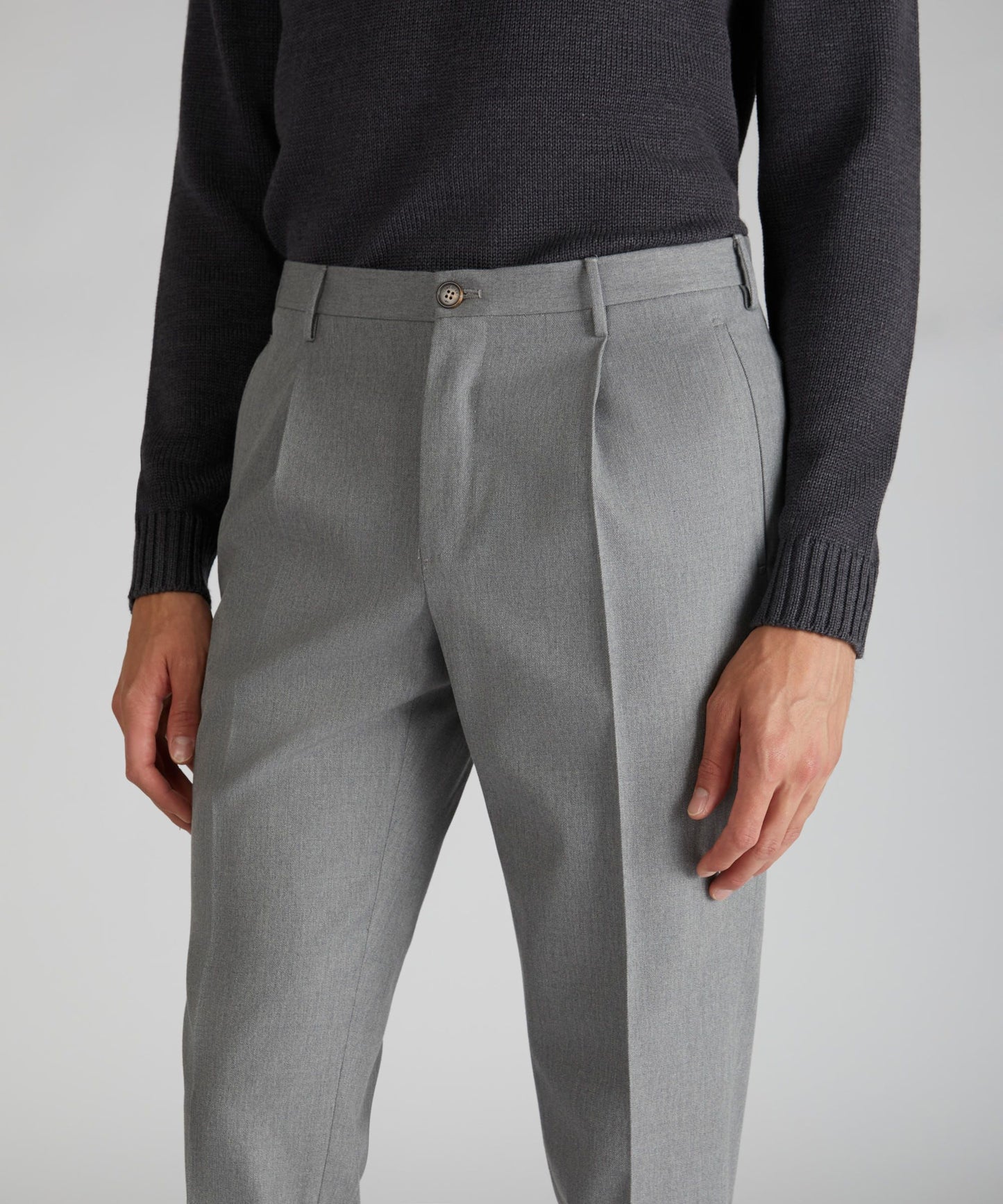 Incotex - Tapered-fit trousers in cotton and wool twill - light grey